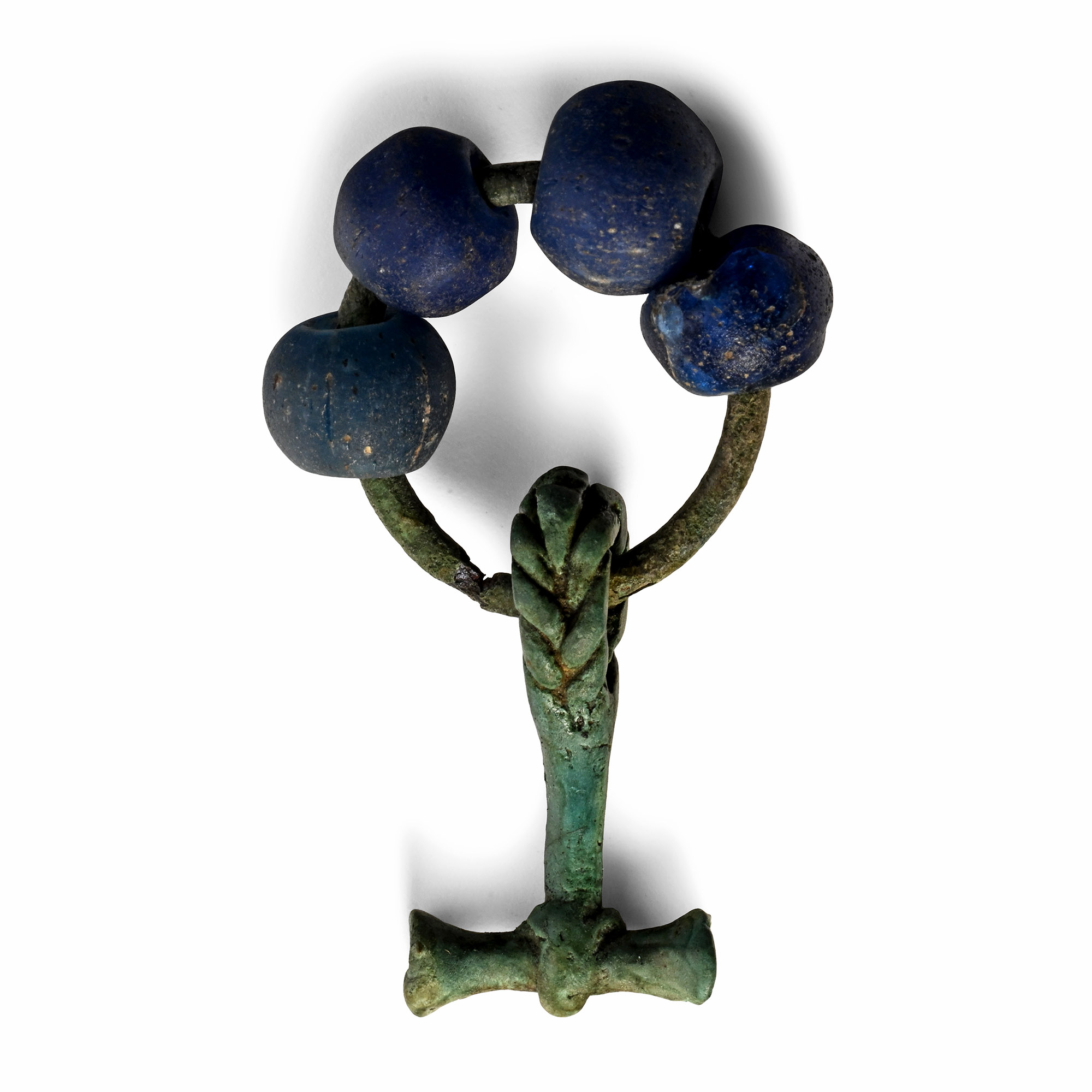 Pre-Viking Bronze Ring with Thor's Hammer and Beads