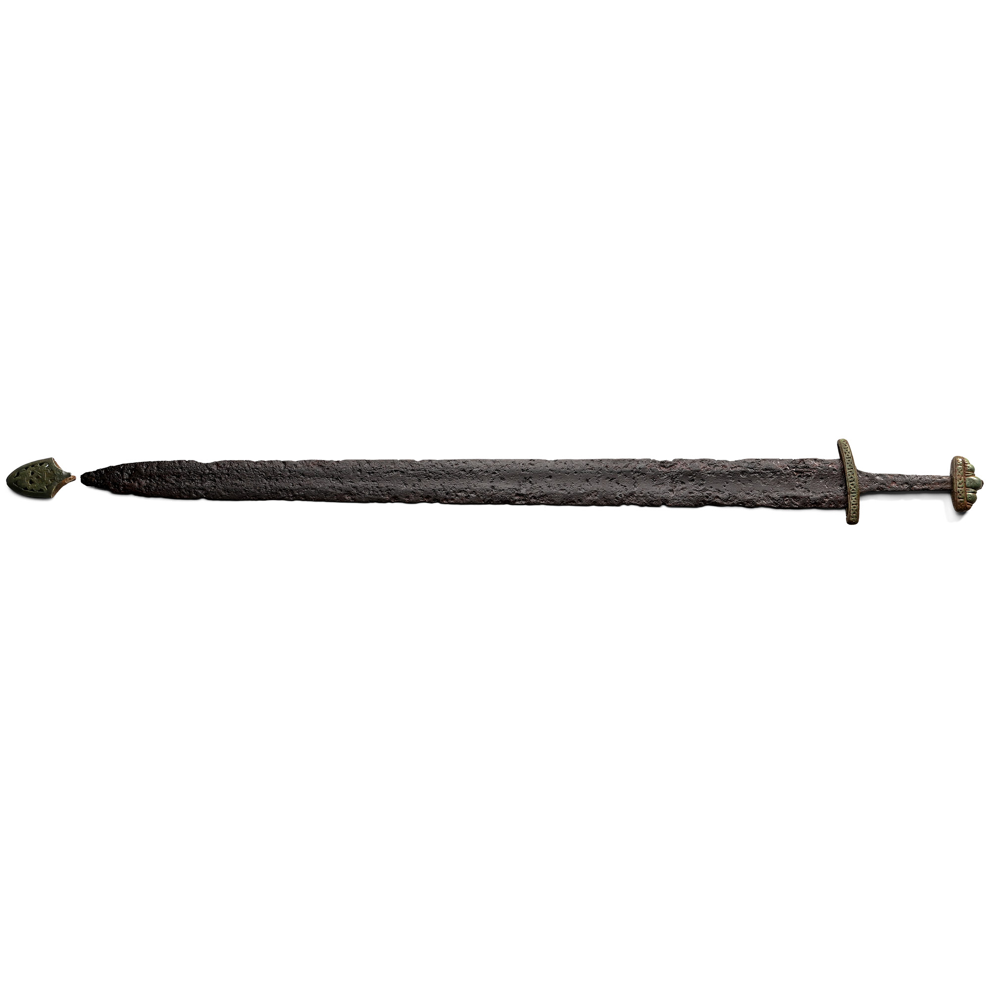 Viking Age Iron Pattern-Welded Sword with Decorated Hilt and Chape