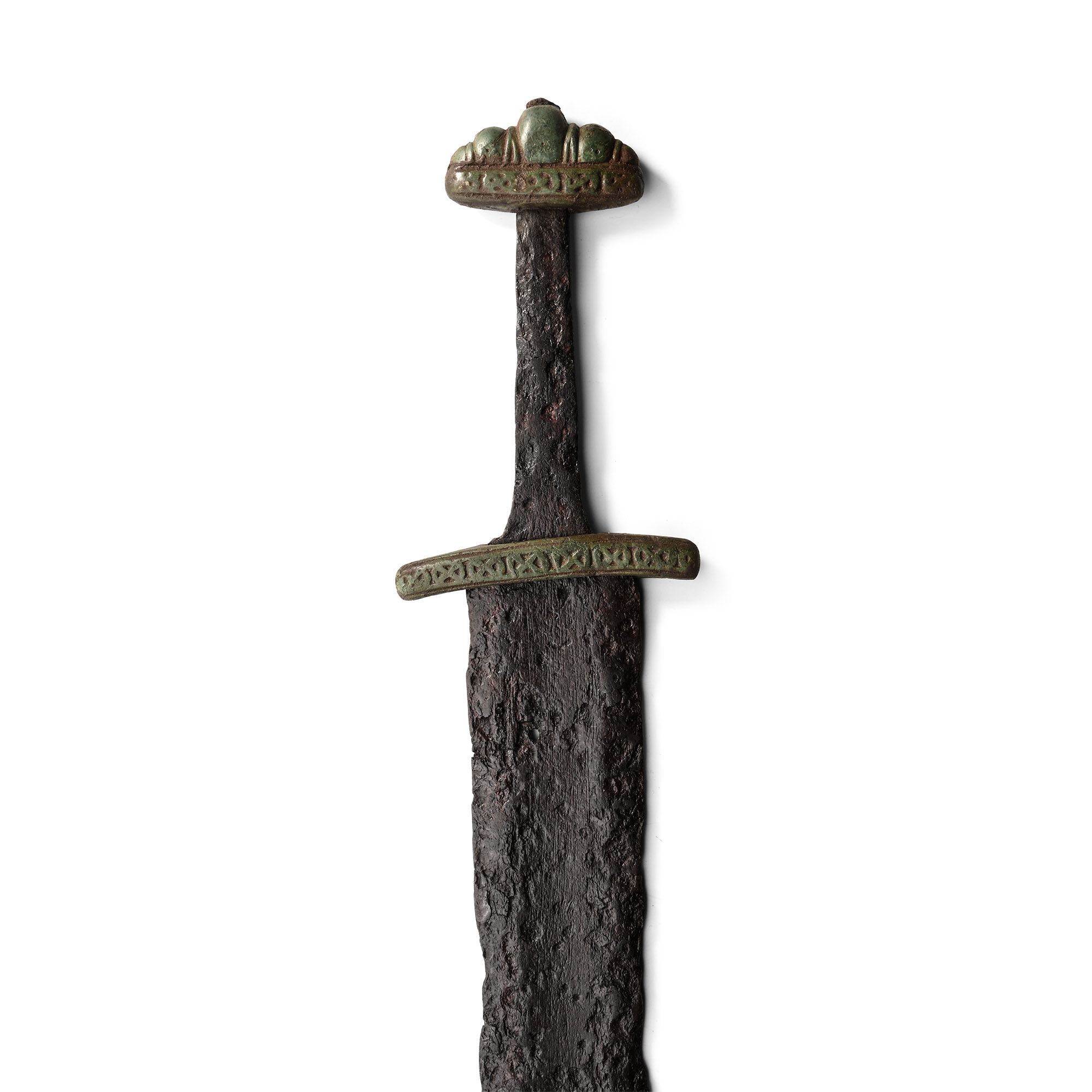 Viking Age Iron Pattern-Welded Sword with Decorated Hilt and Chape