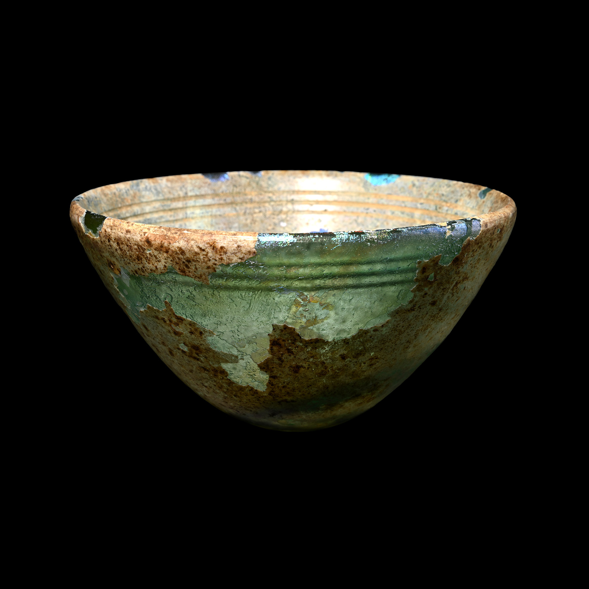 Hellenistic Iridescent Pale Aqua Glass Bowl