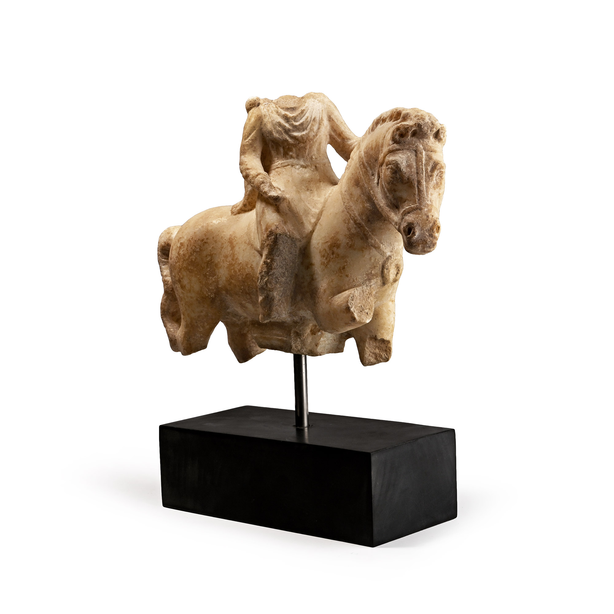 Roman Marble Figure of a Phrygian Deity on Horseback