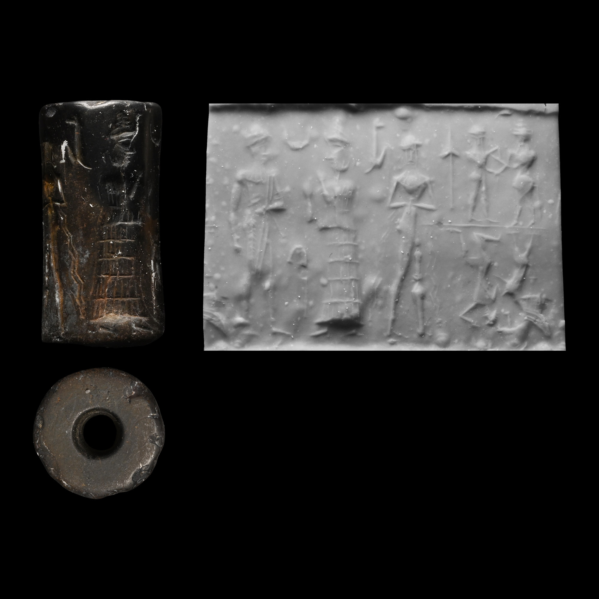 Old Babylonian Cylinder Seal with God Holding Mace
