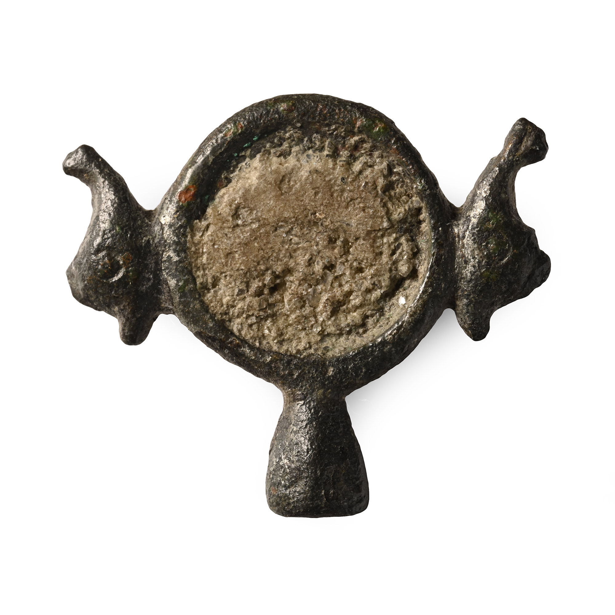 Romano-British Silver Bronze Plate Brooch with Dolphins