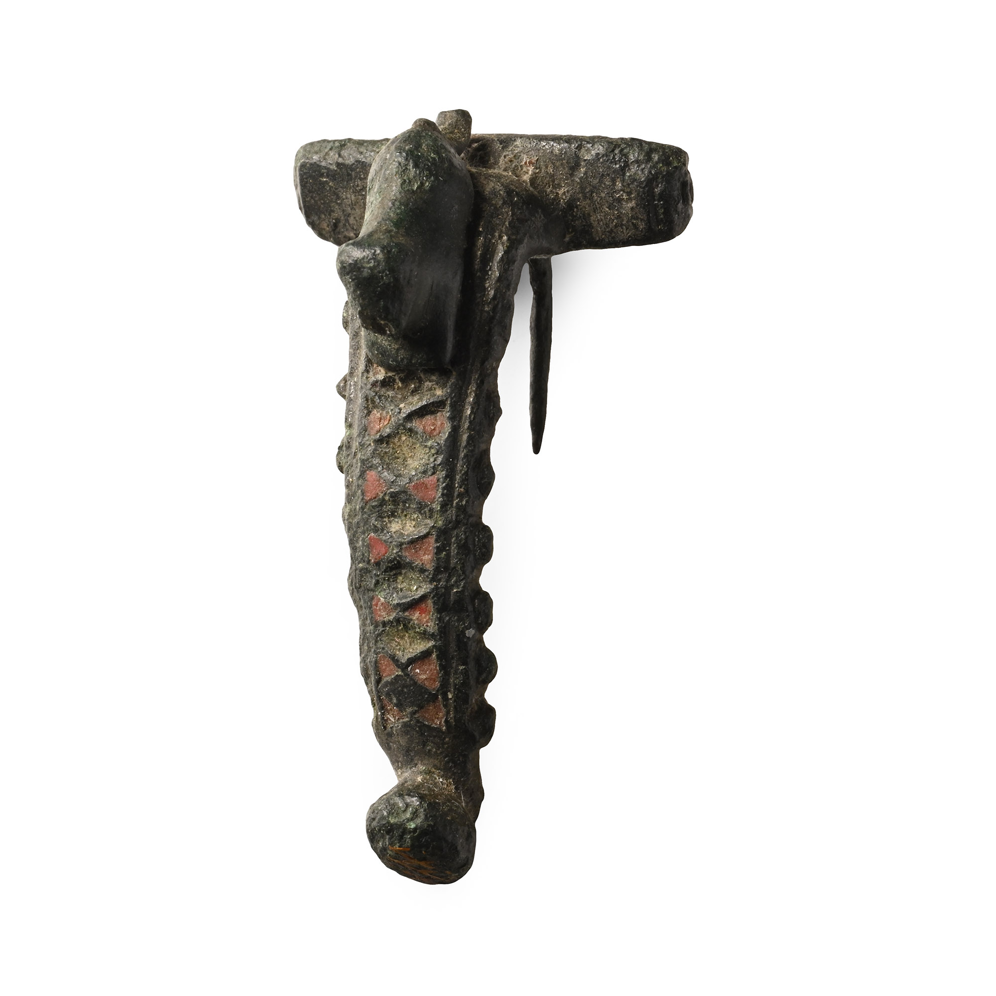 Romano-British Enamelled Bronze 'Sawfish Type' Bow Brooch with Lion
