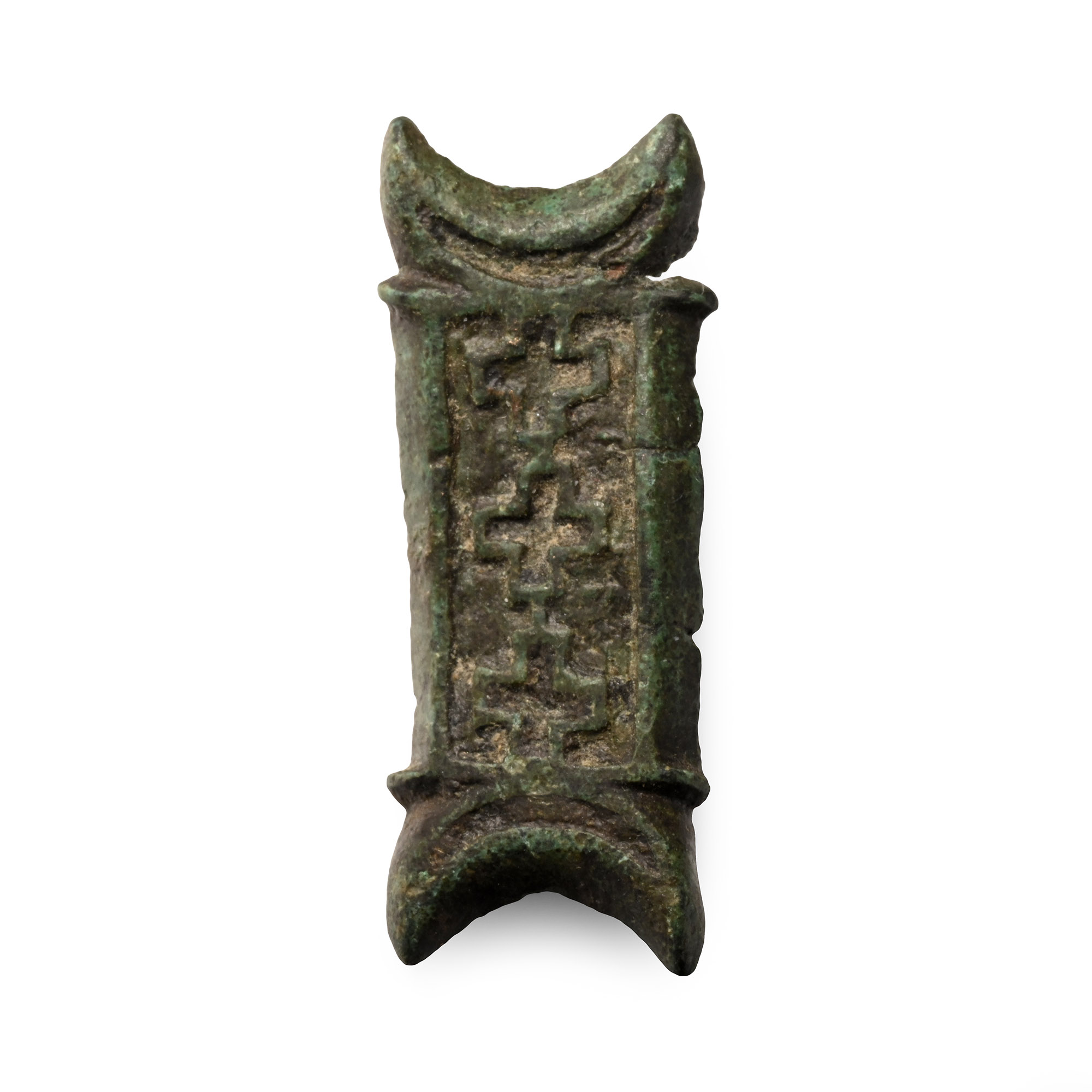 Romano-British Bronze Belt Mount with Crescent Moons and Crosses