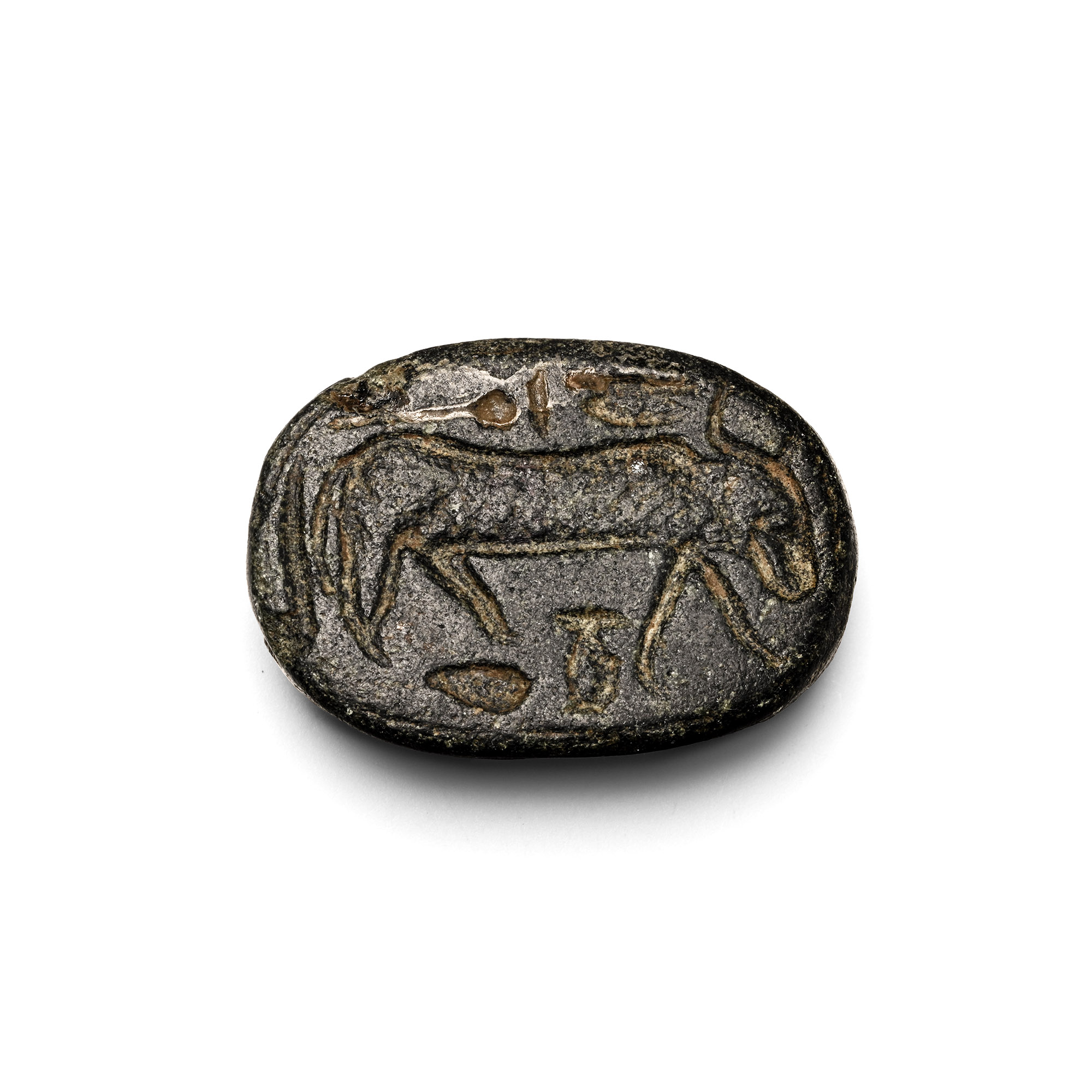 Egyptian Steatite Scaraboid with Face