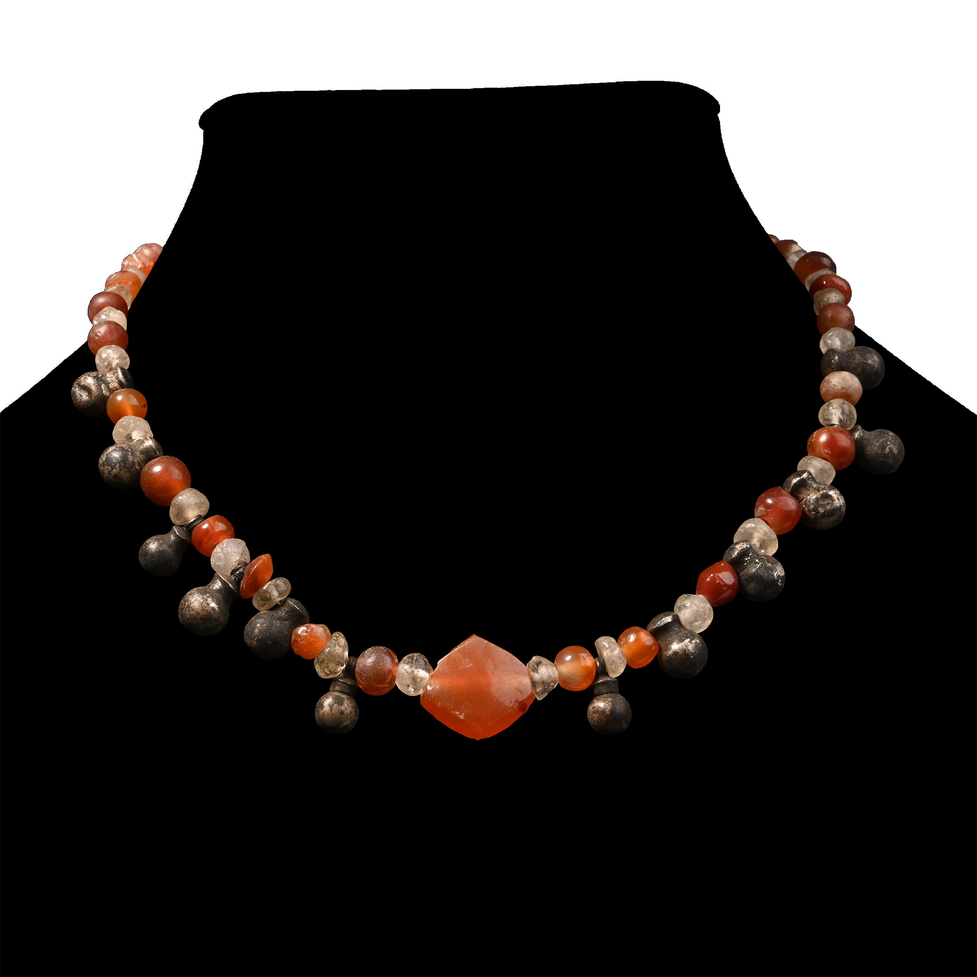 Western Asiatic Silver and Stone Bead Group