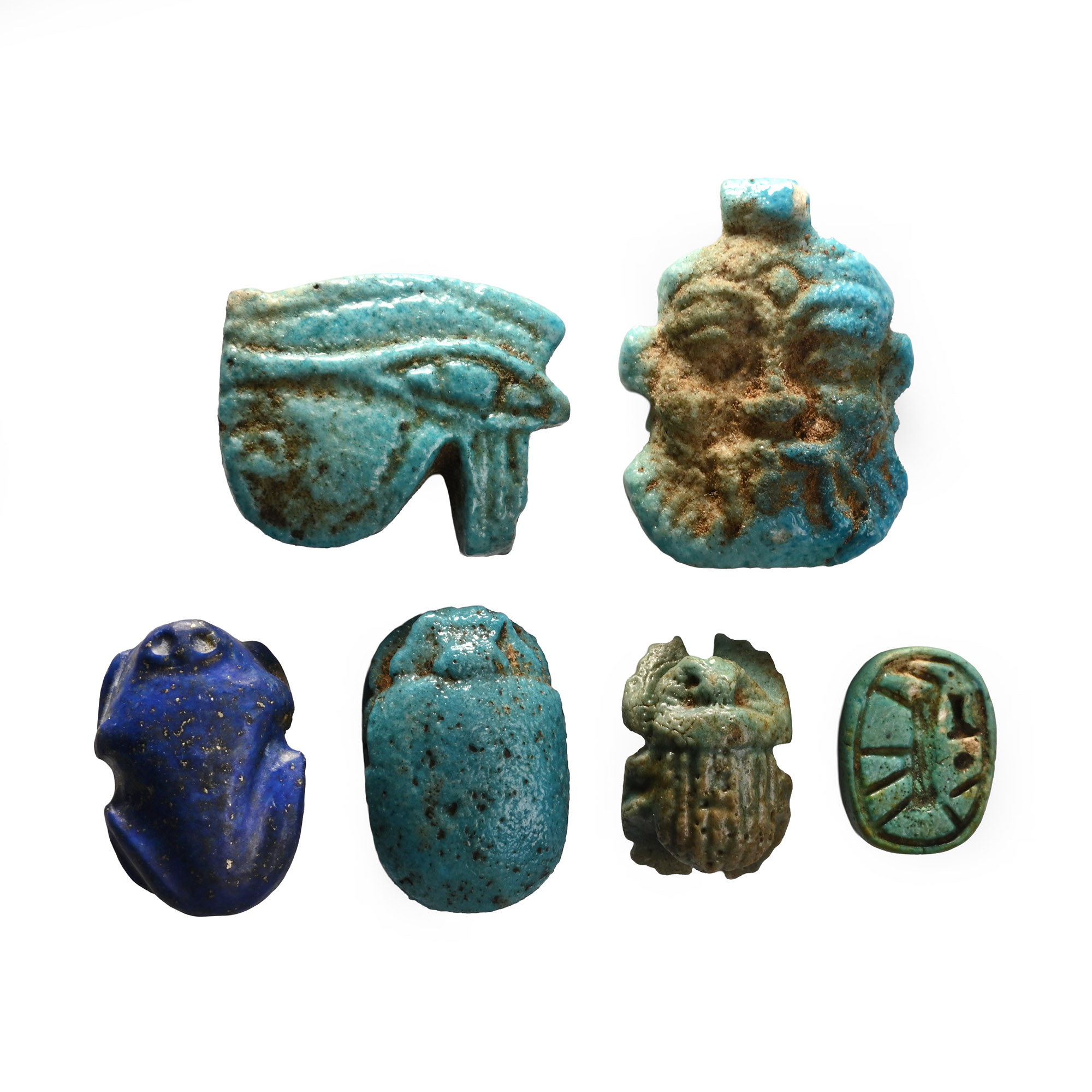 Egyptian Faience Amulet and Scarab Group