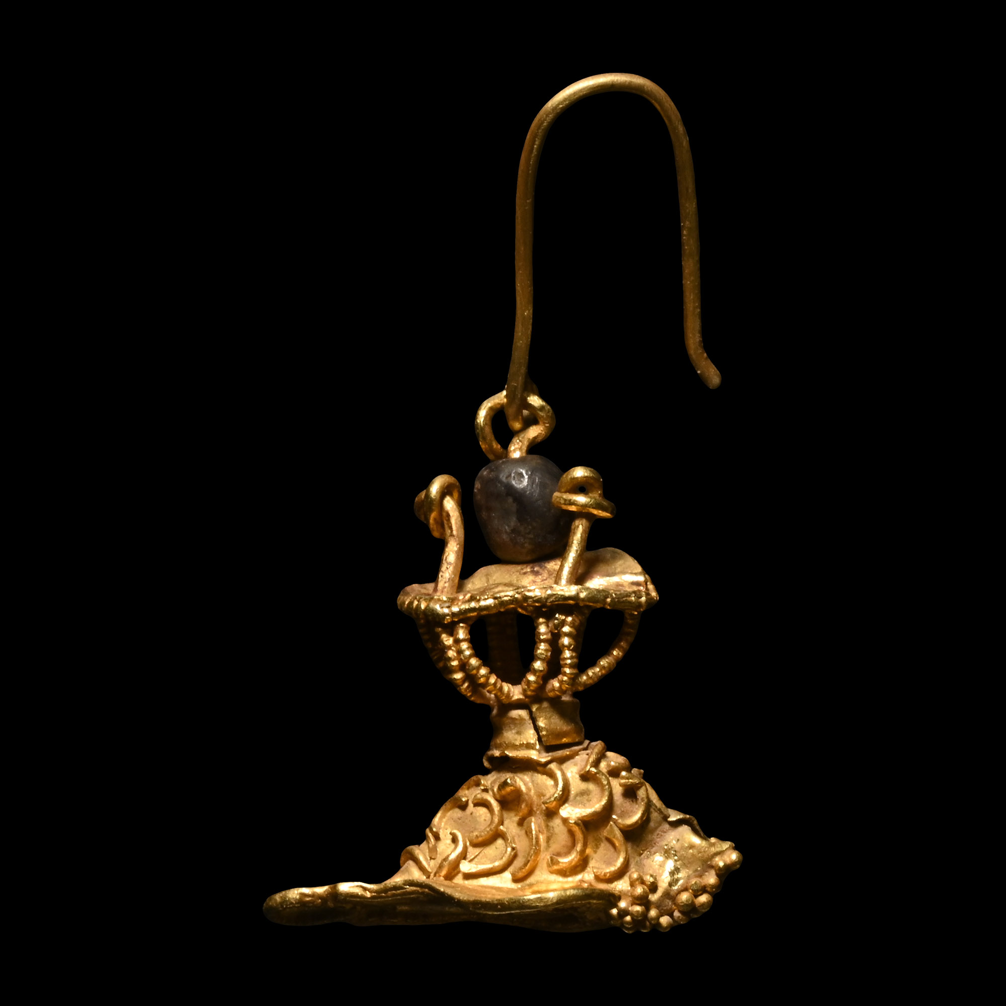 Greek Openwork Gold Earring