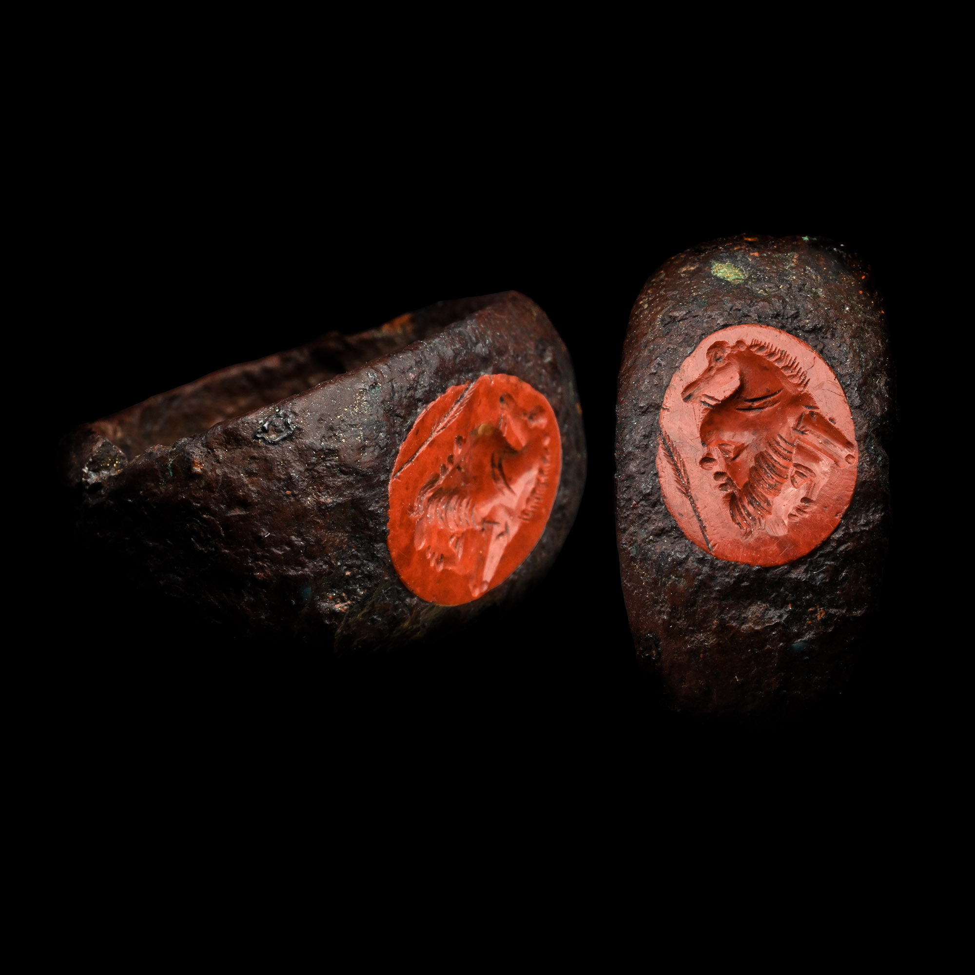 Roman Iron Ring with Gryllos Gemstone