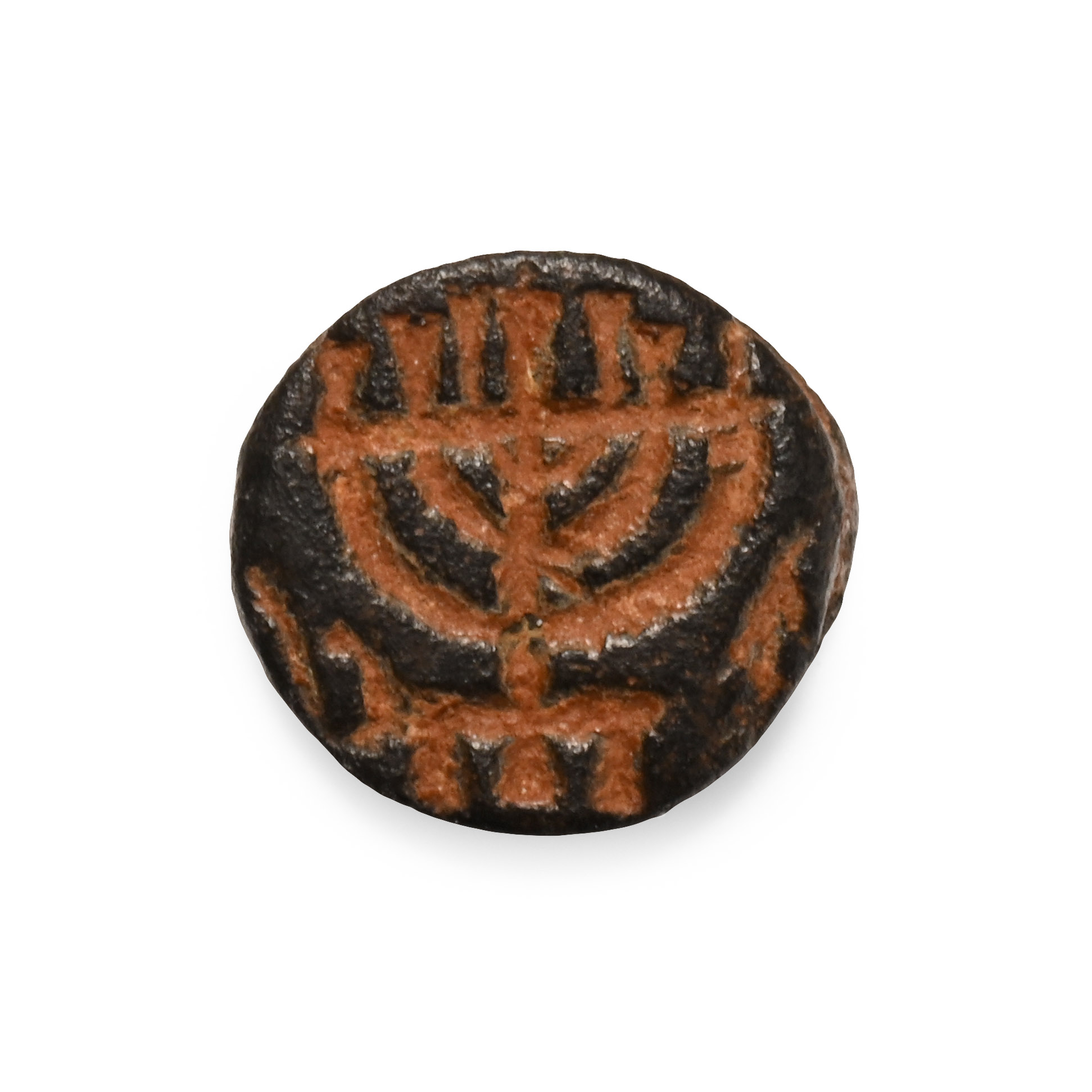 Late Roman Bronze Ring Bezel with Menorah and Symbols
