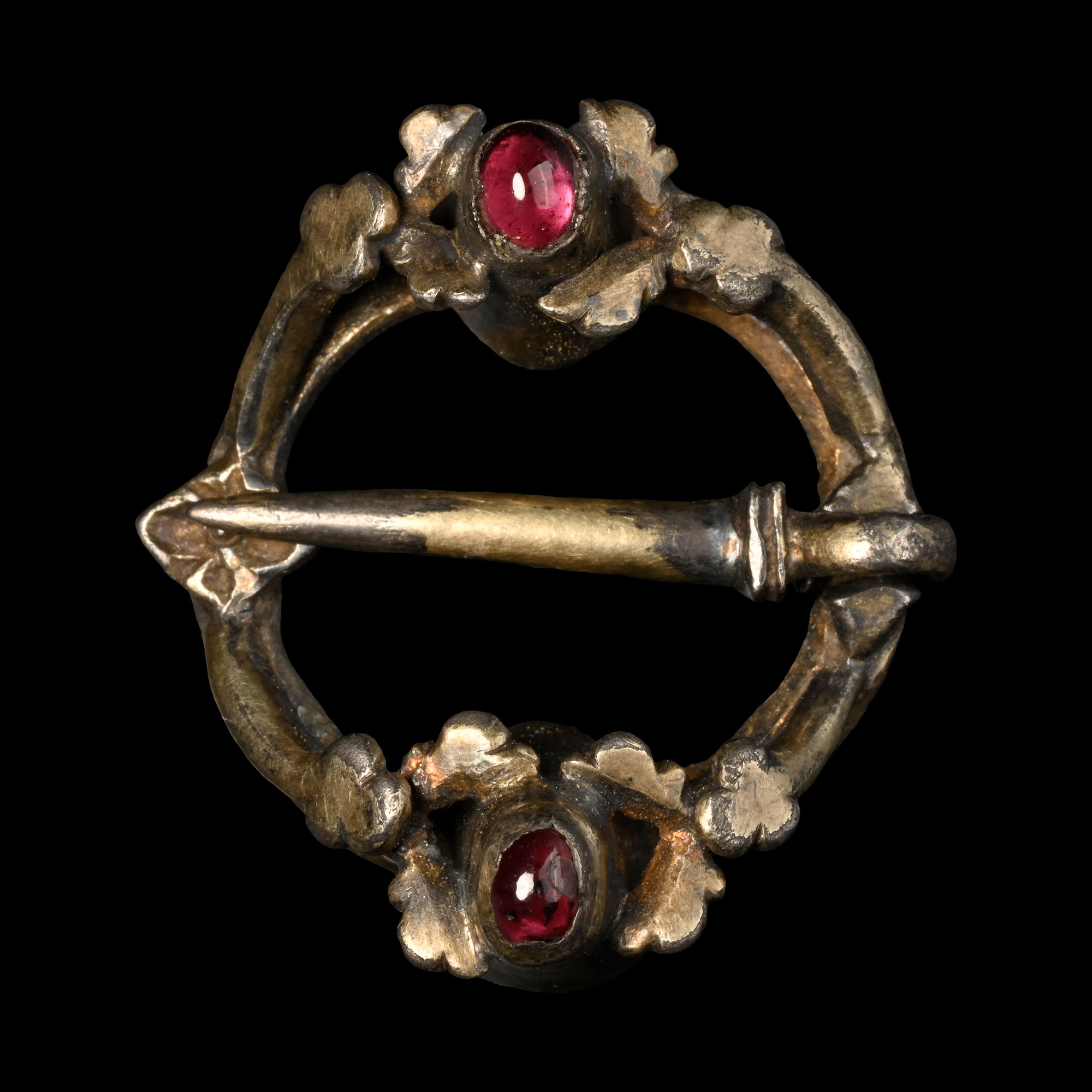 Medieval Silver-Gilt Brooch with Garnets