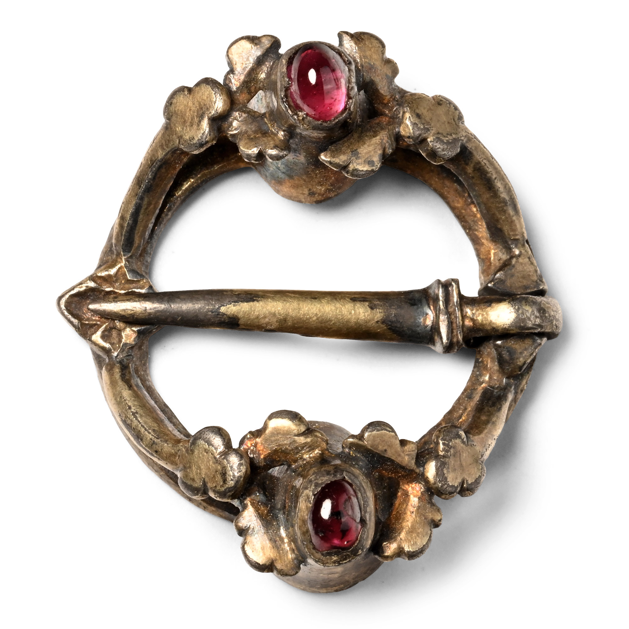 Medieval Silver-Gilt Brooch with Garnets