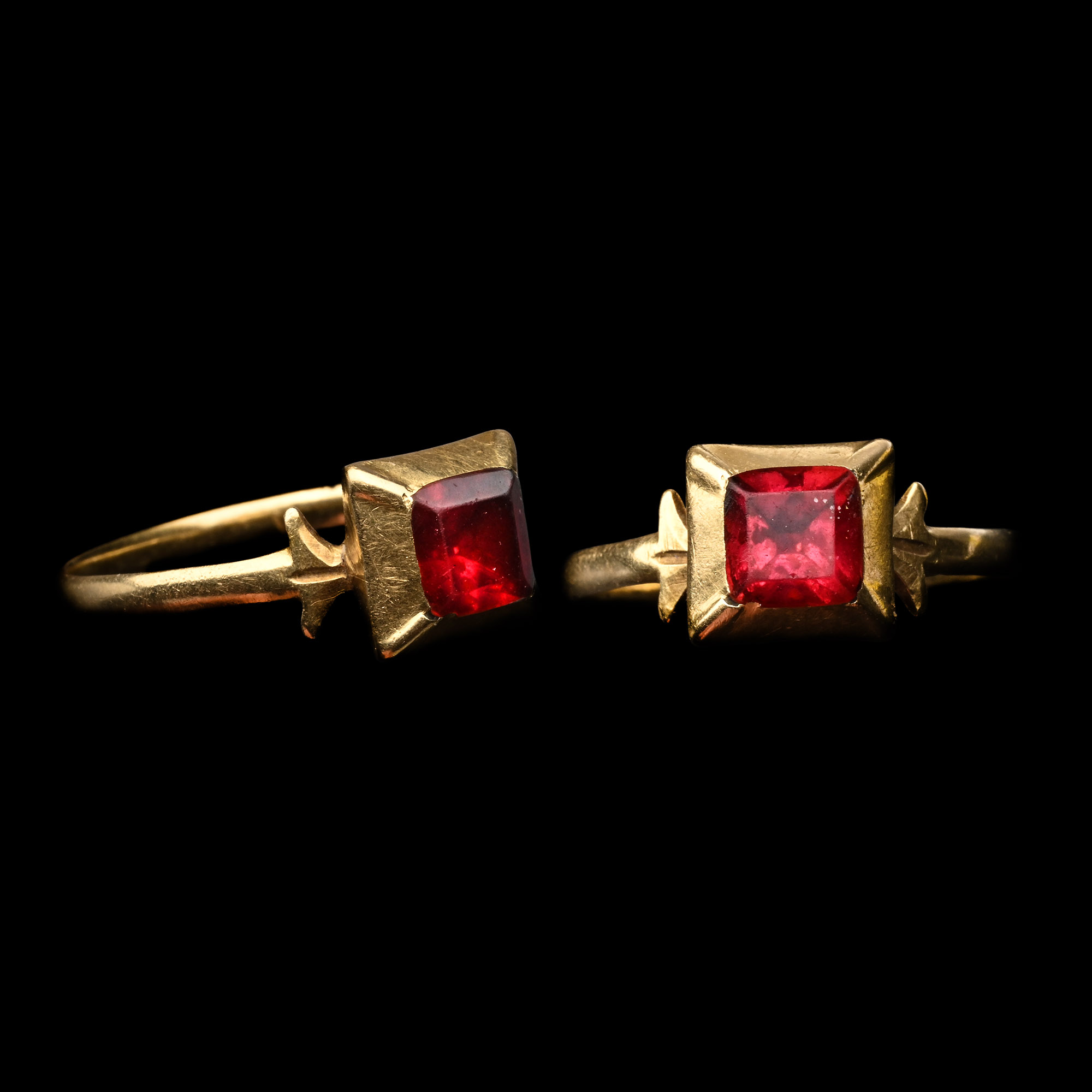 Post Medieval Gold Ring with Red Glass