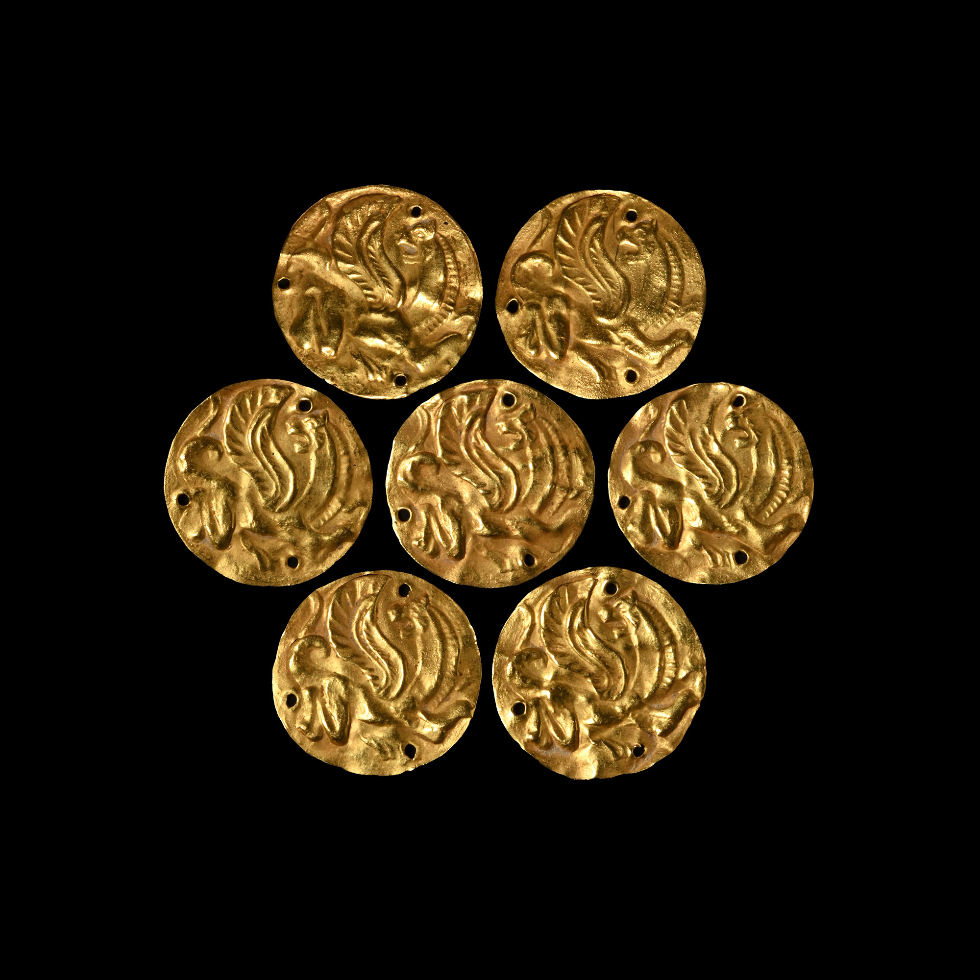 Achaemenid Gold Appliques Depicting Winged Lions