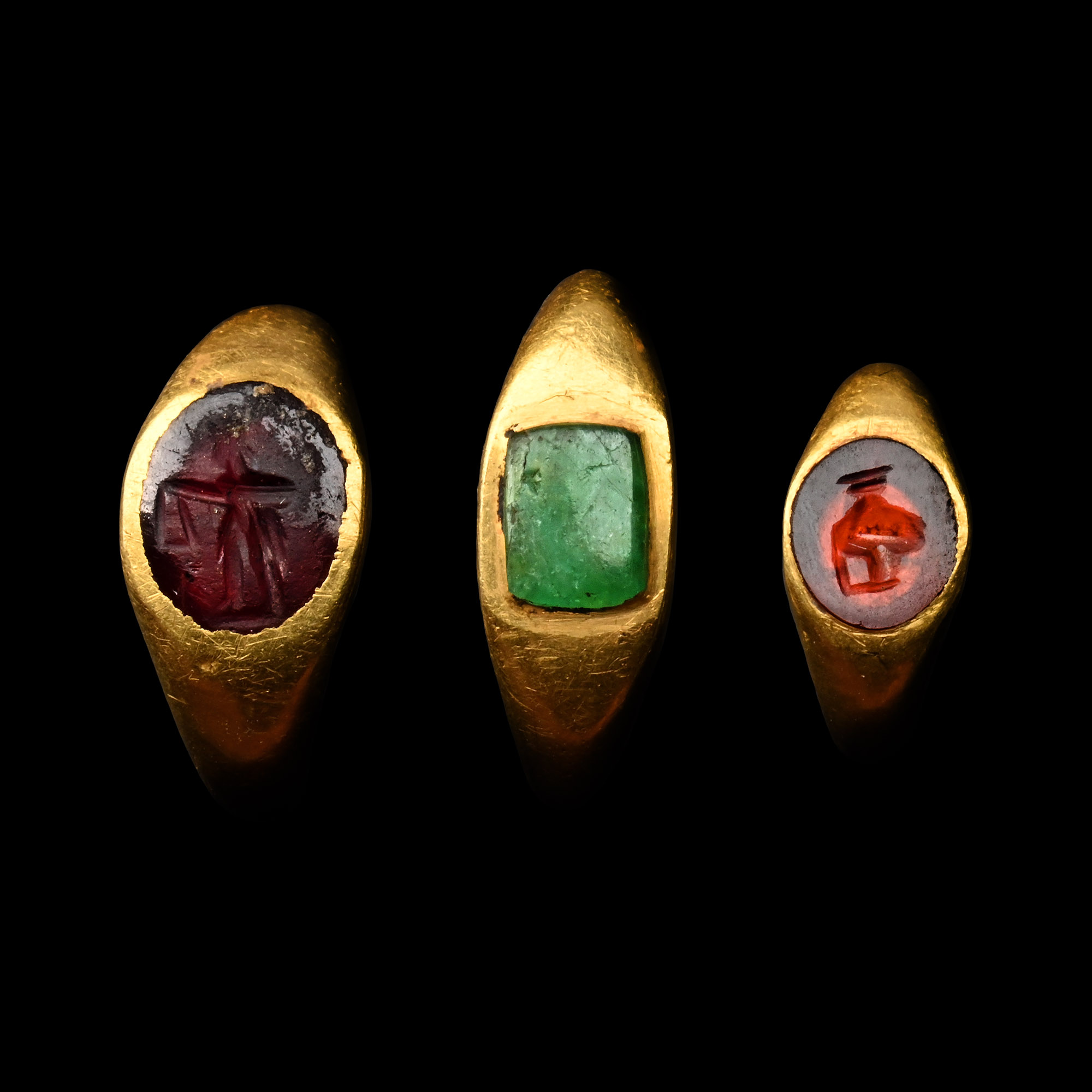 Roman Children’s Gold and Gemstone Ring Group