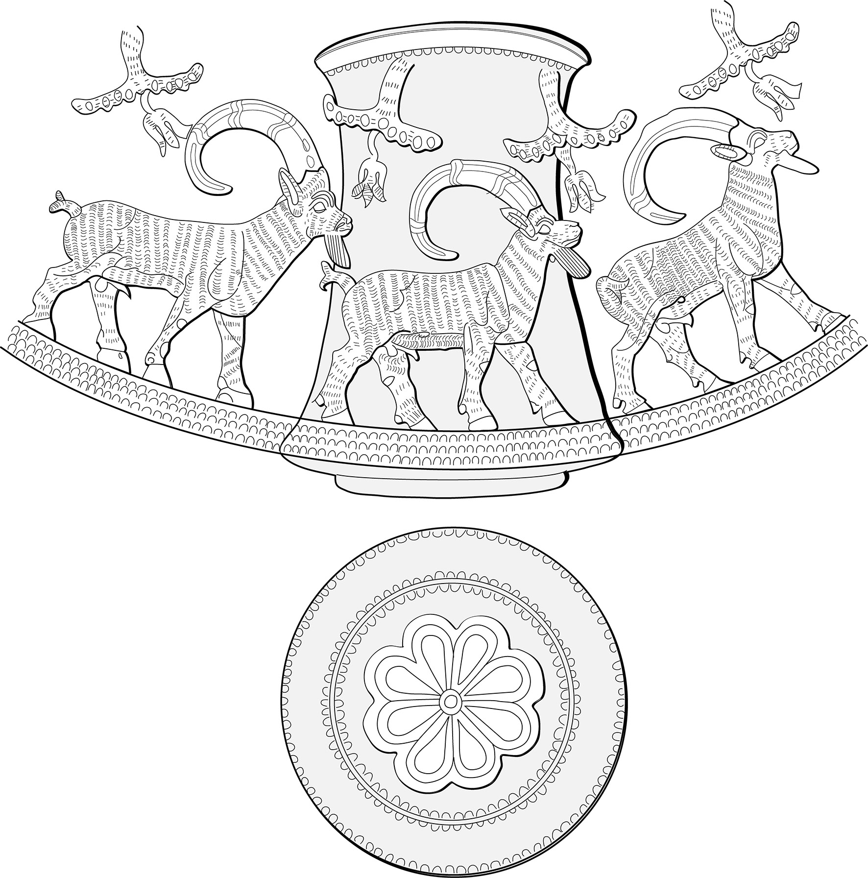 Elamite Silver Beaker with Three Ibexes