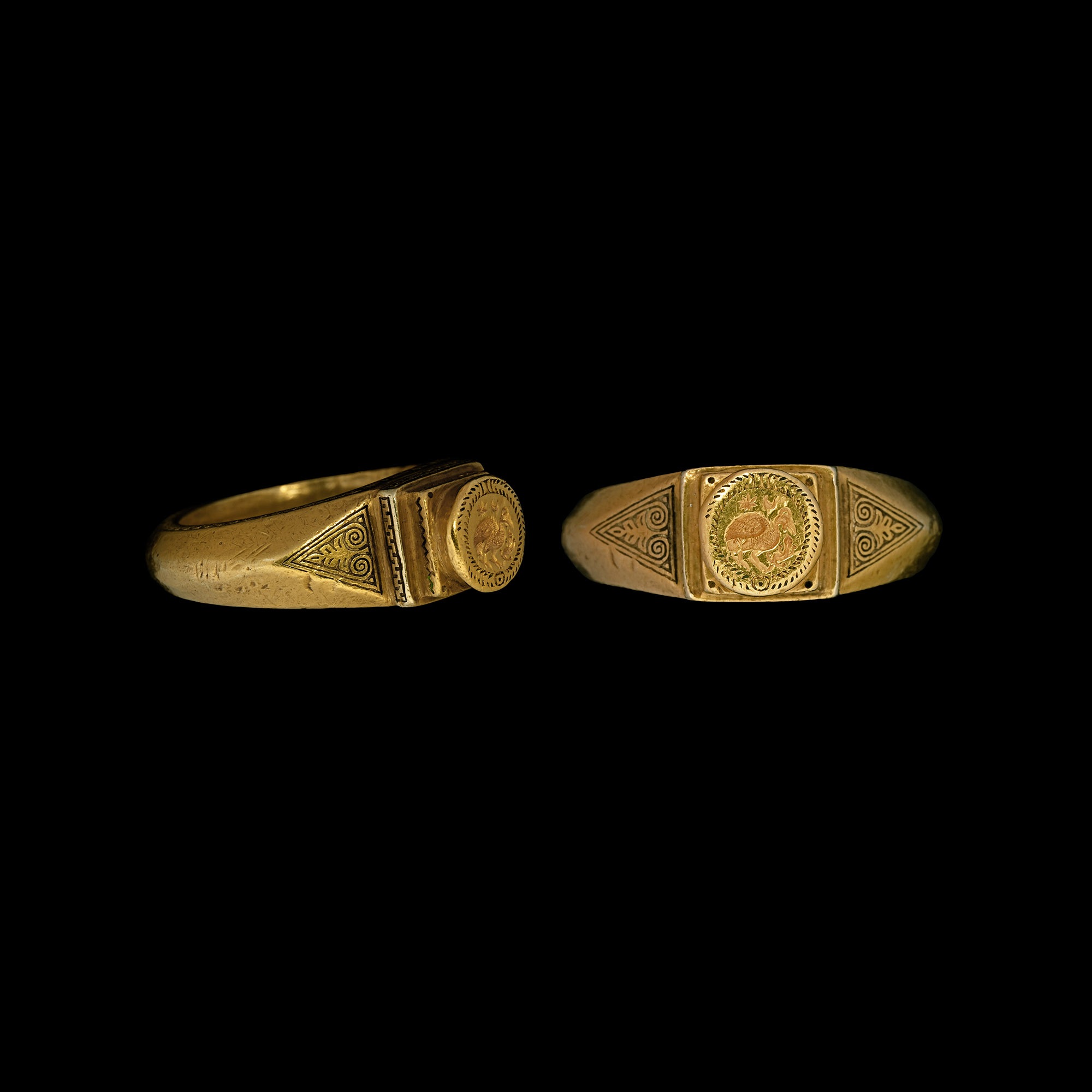 Large Byzantine Gold Ring Of Mary and Eutropius