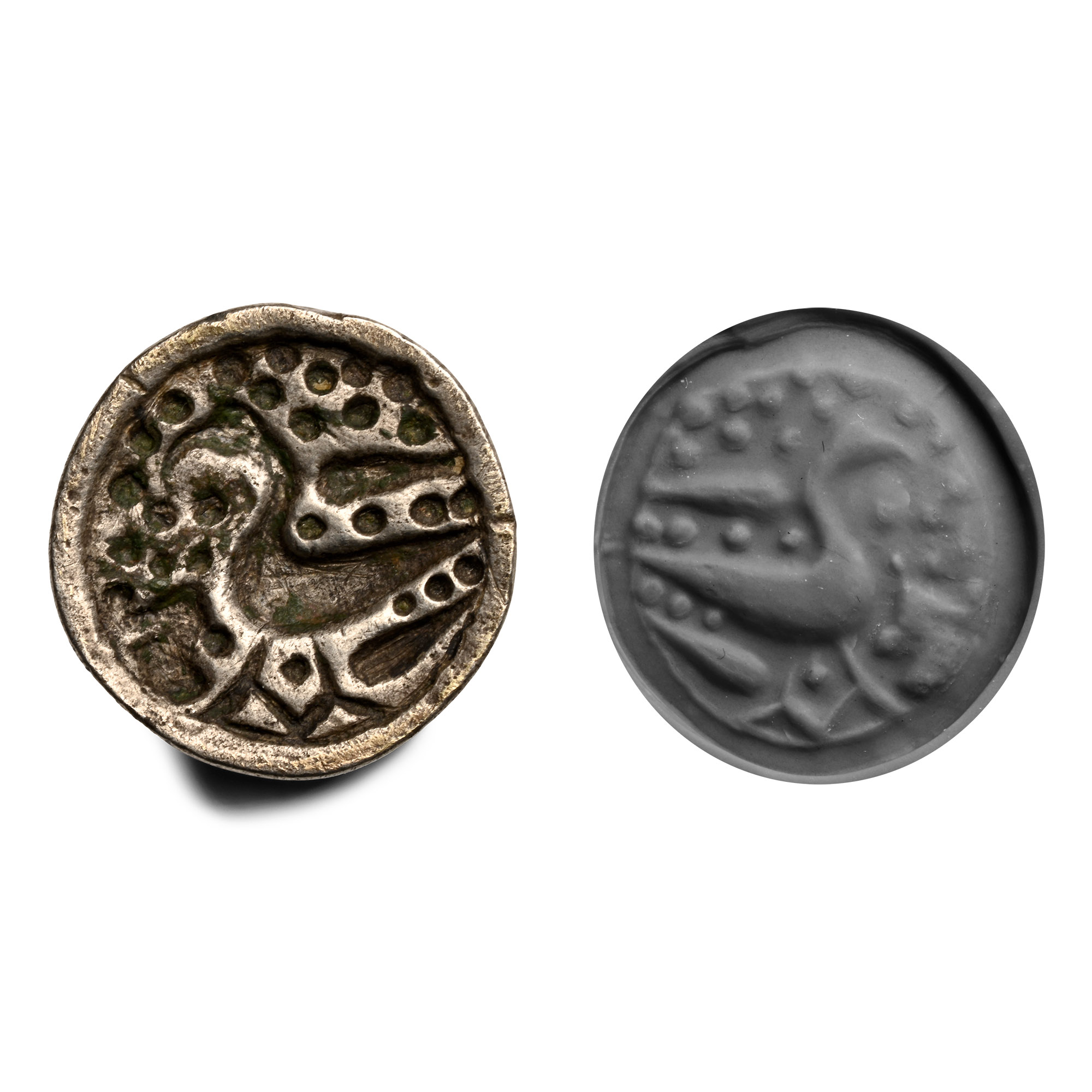 Byzantine Silver Stamp Seal with Bird