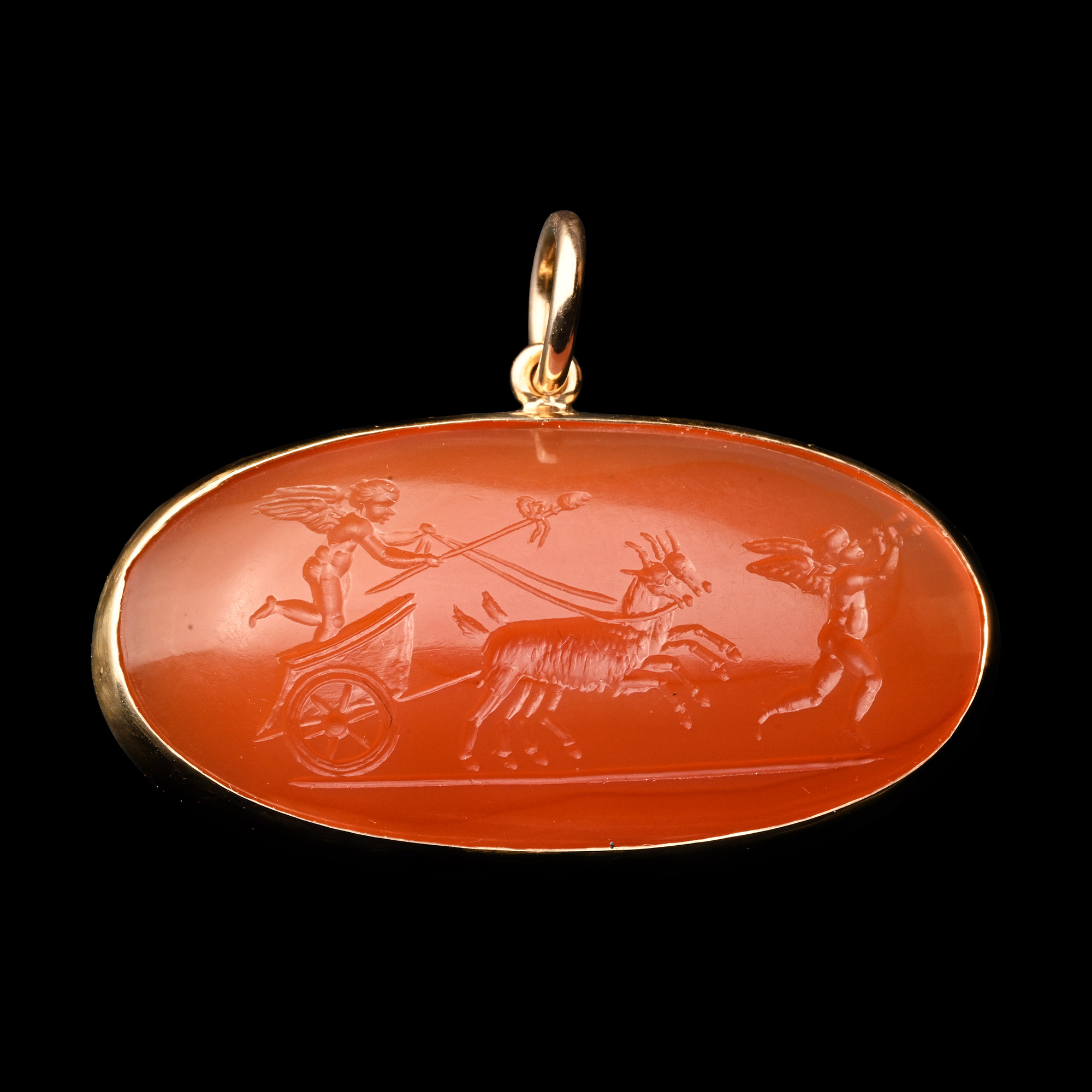 Neoclassical Carnelian Gemstone with Bacchic Procession