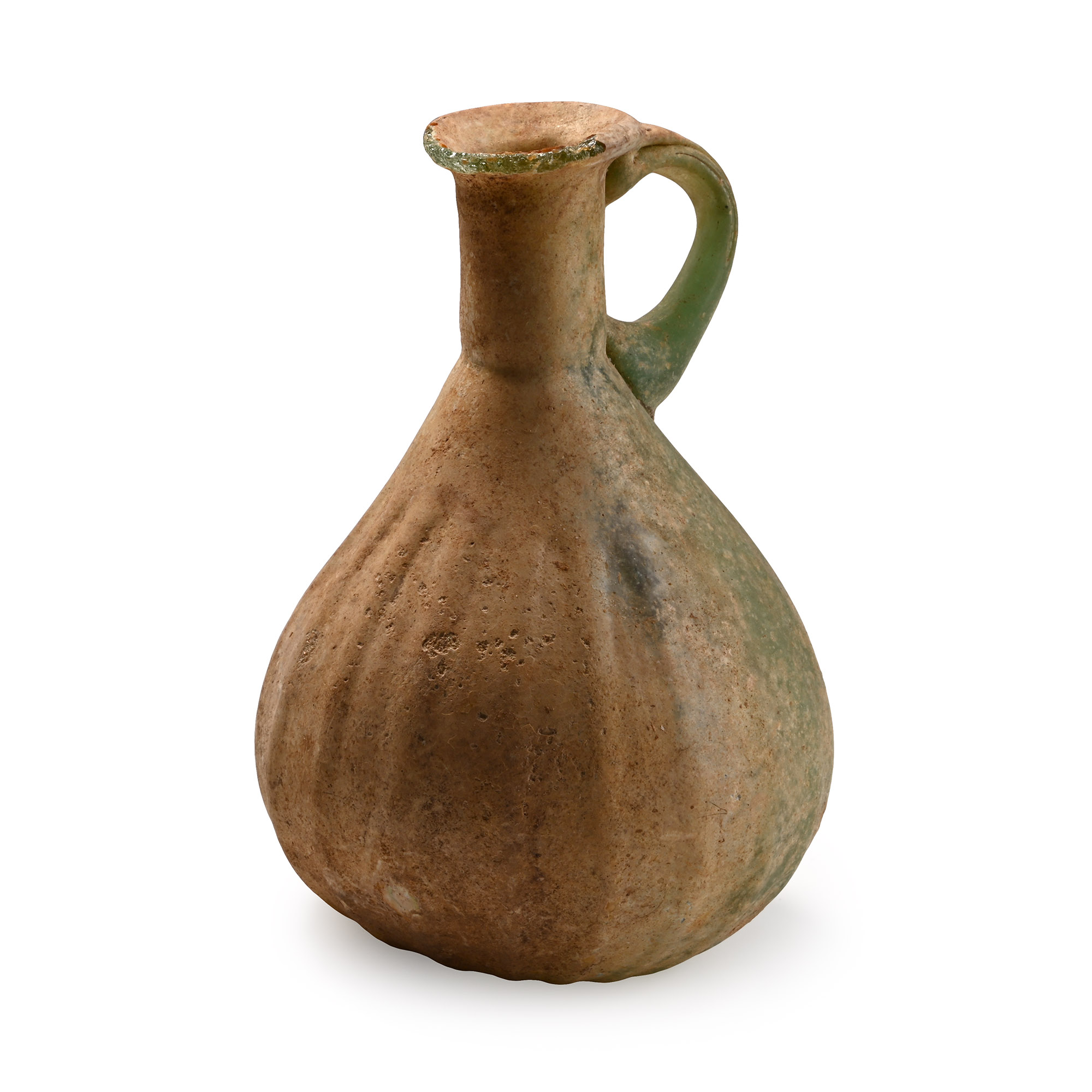 Eastern Roman or Parthian Green Glass Sprinkler Pitcher