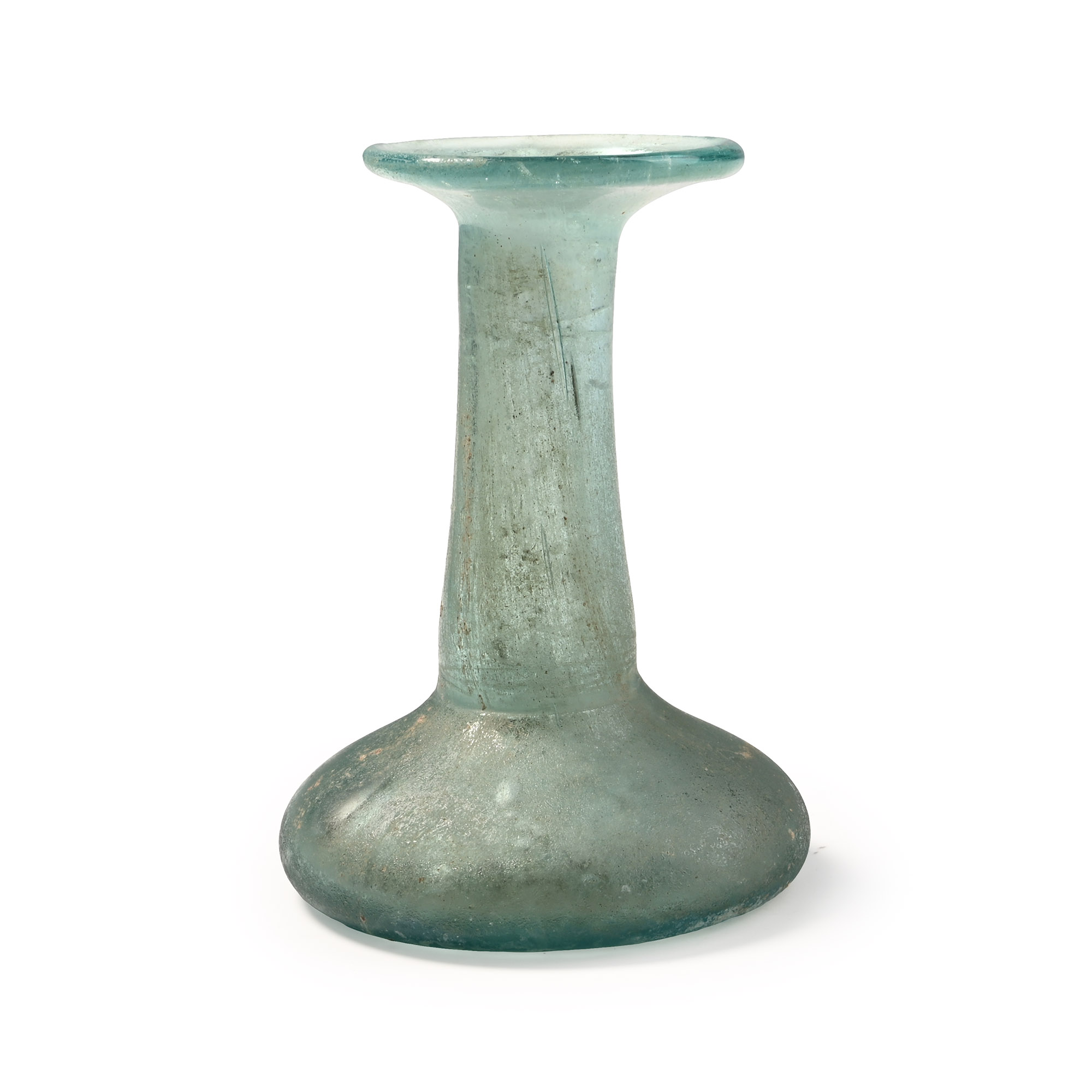 Roman Short Blue Glass Flask