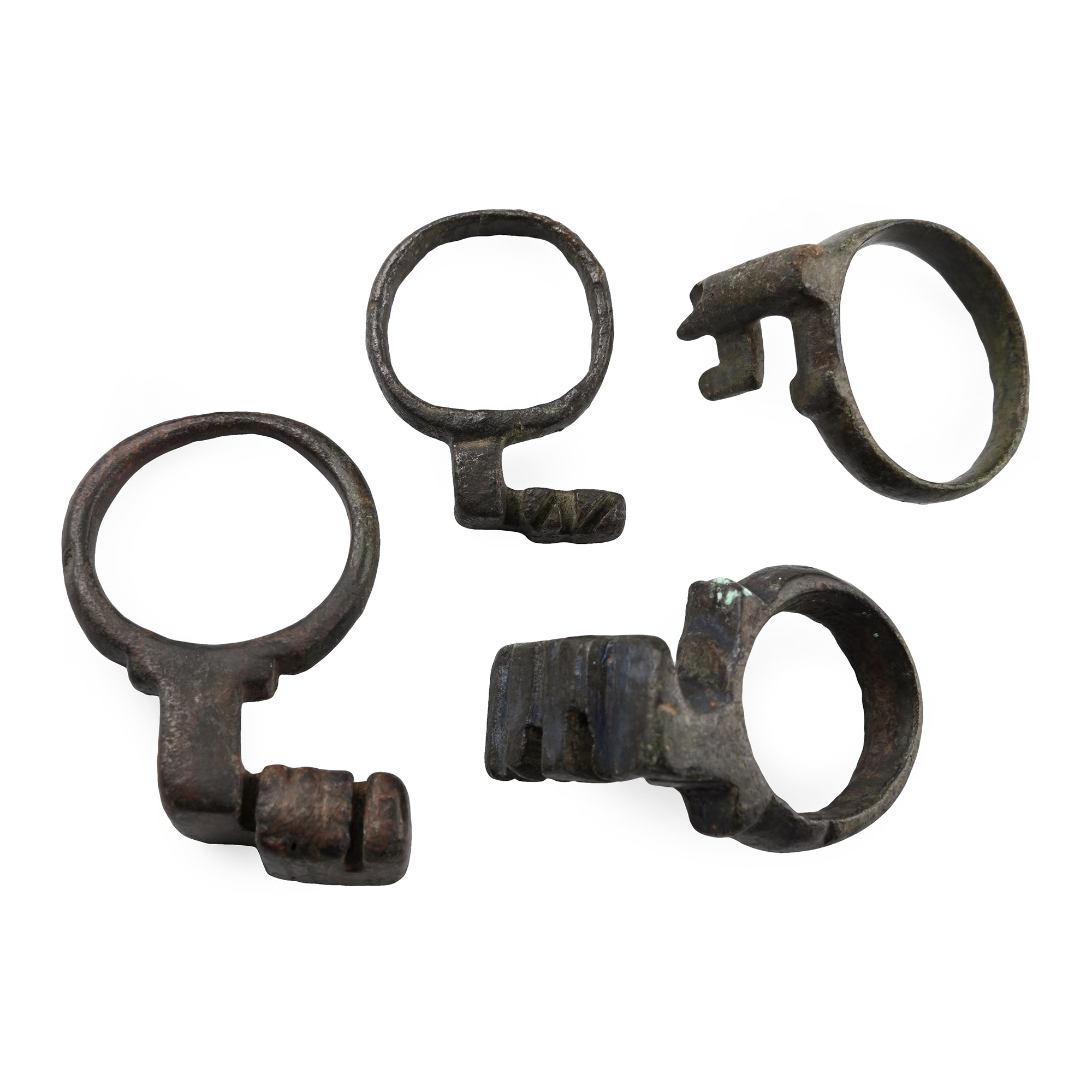 Roman Bronze Key Ring Group