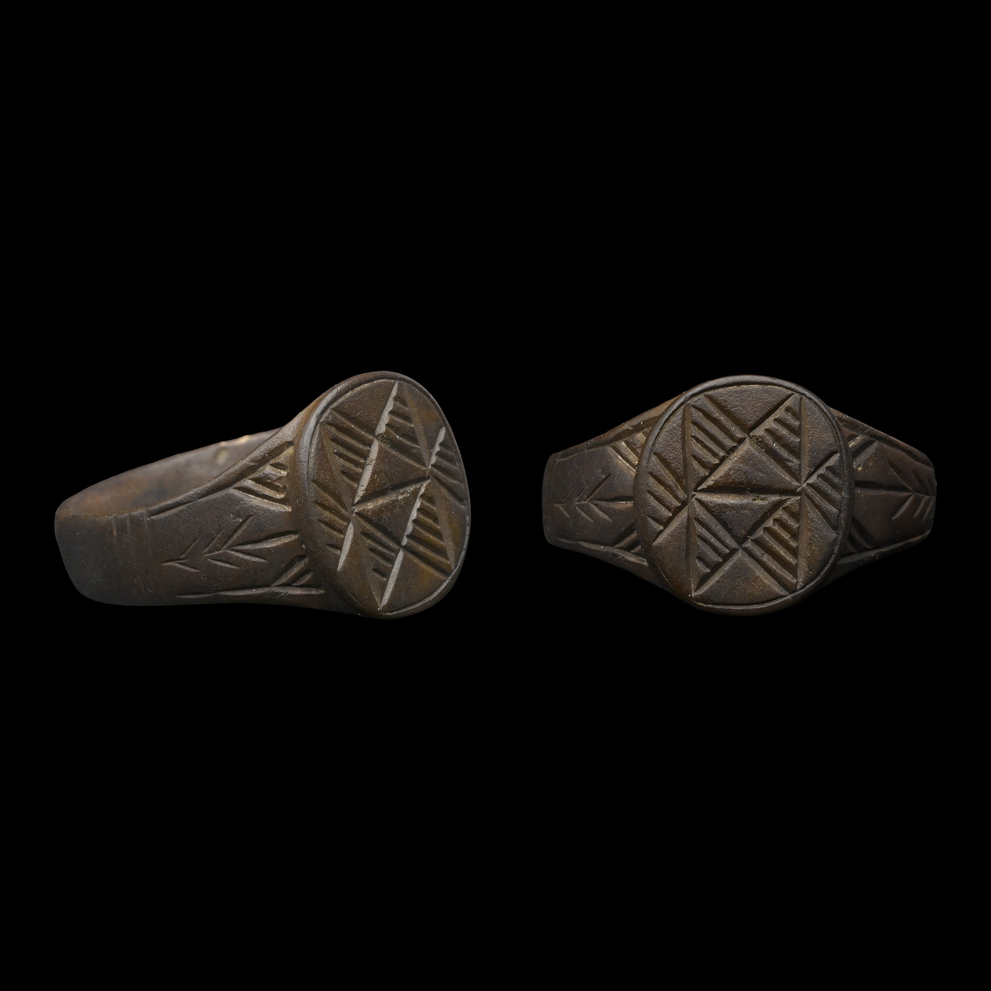 Medieval Bronze Ring with Hourglasses