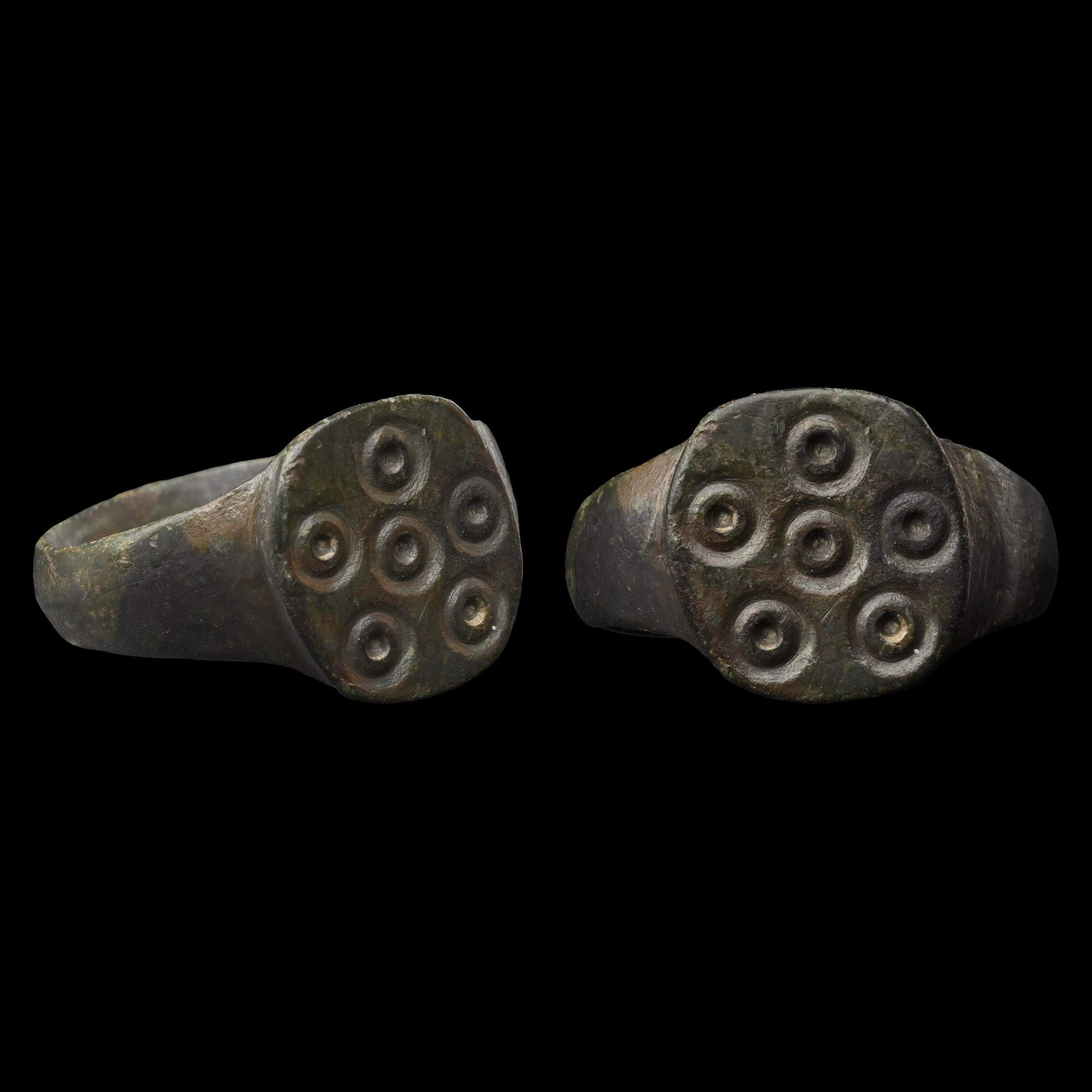 Medieval Bronze Ring with Ring-and-Dot Design