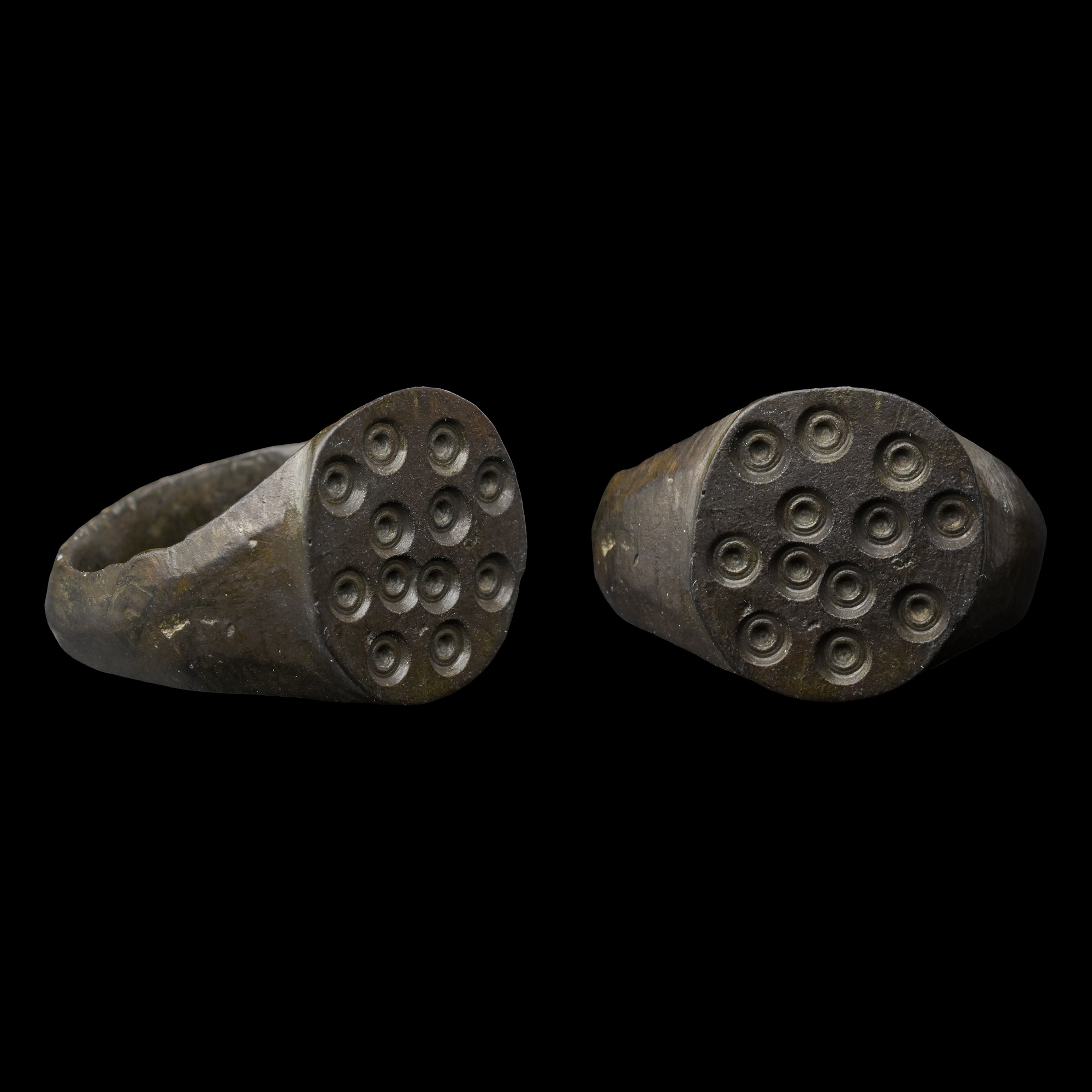 Medieval Bronze Ring with Ring-and-Dot Design