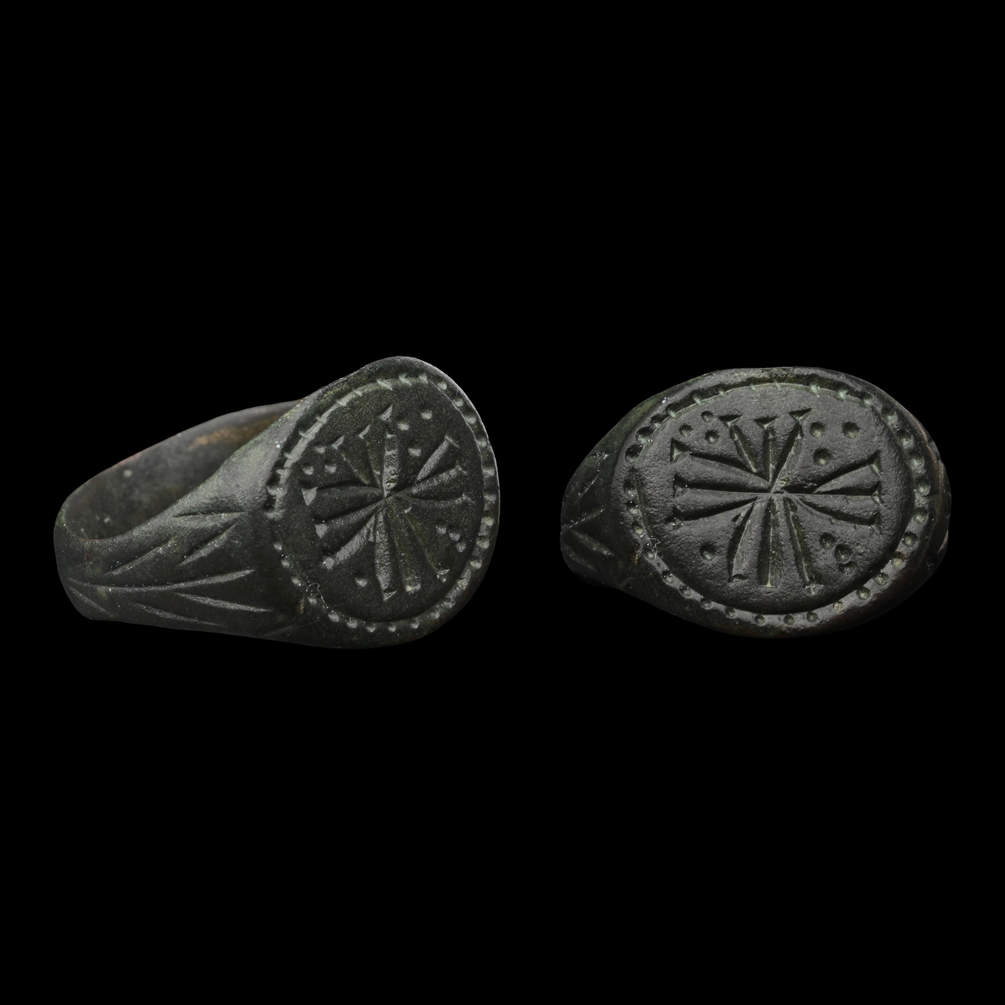 Medieval Bronze Ring with Expanding Cross