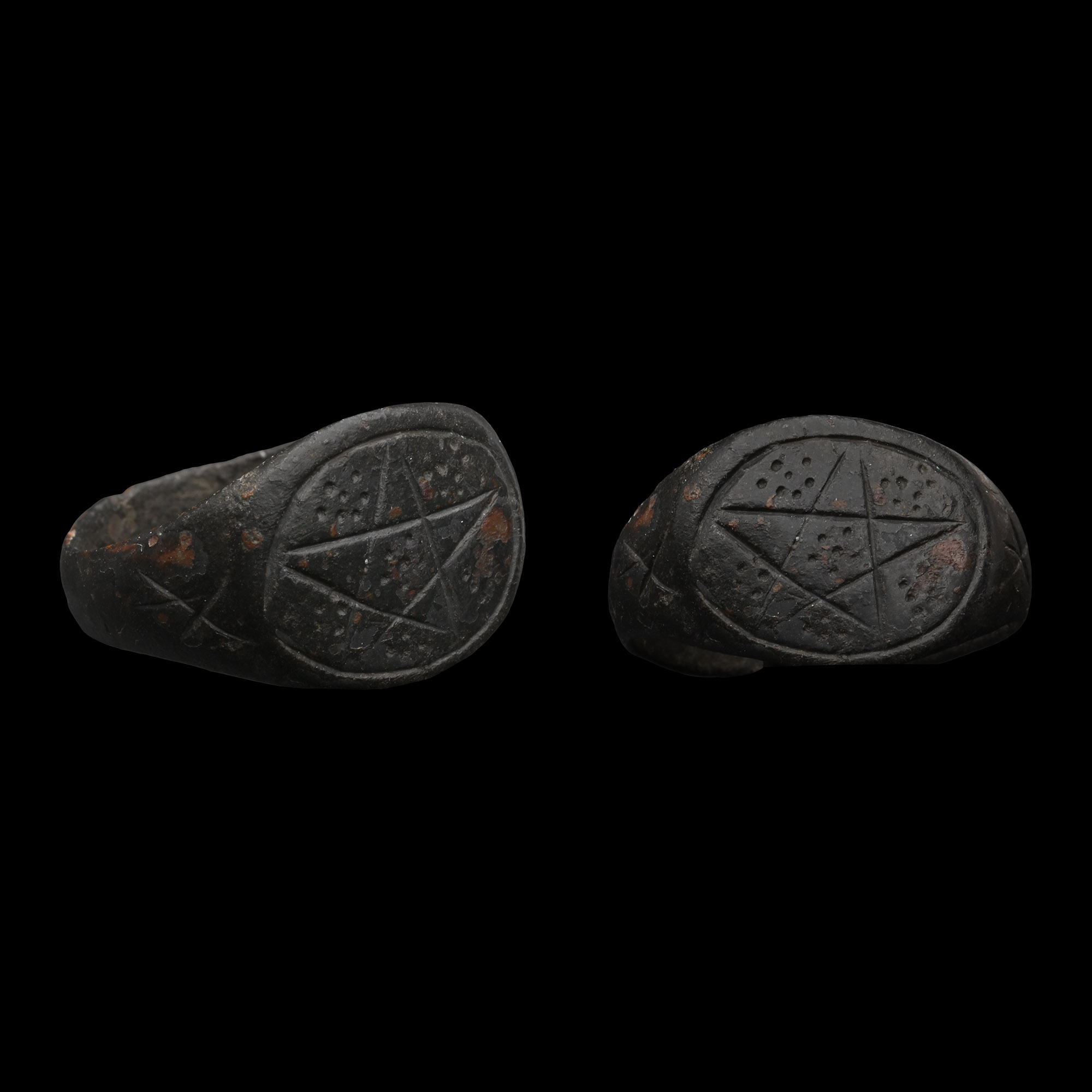 Medieval Bronze Ring with Pentagram