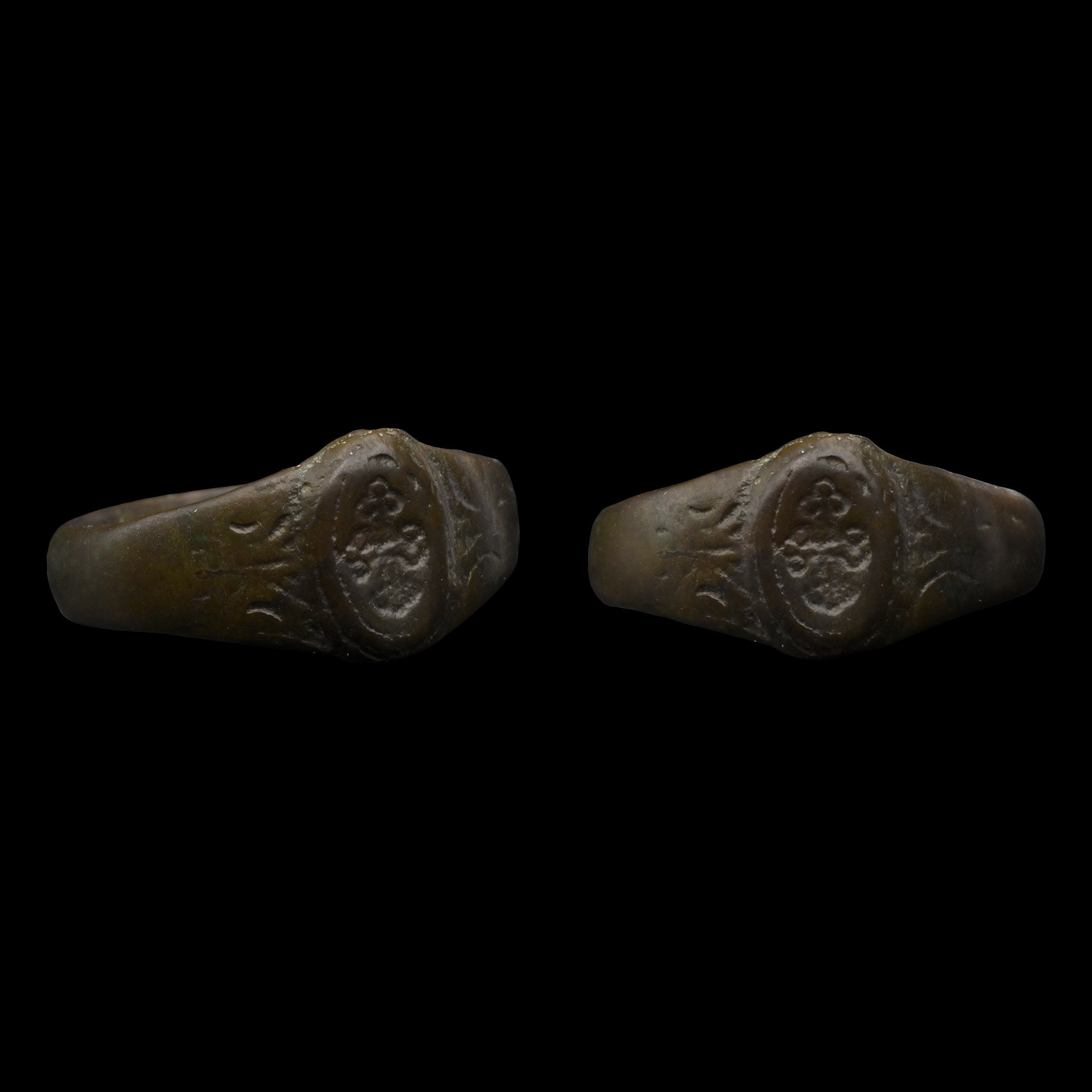 Medieval Bronze Ring with Jerusalem Cross