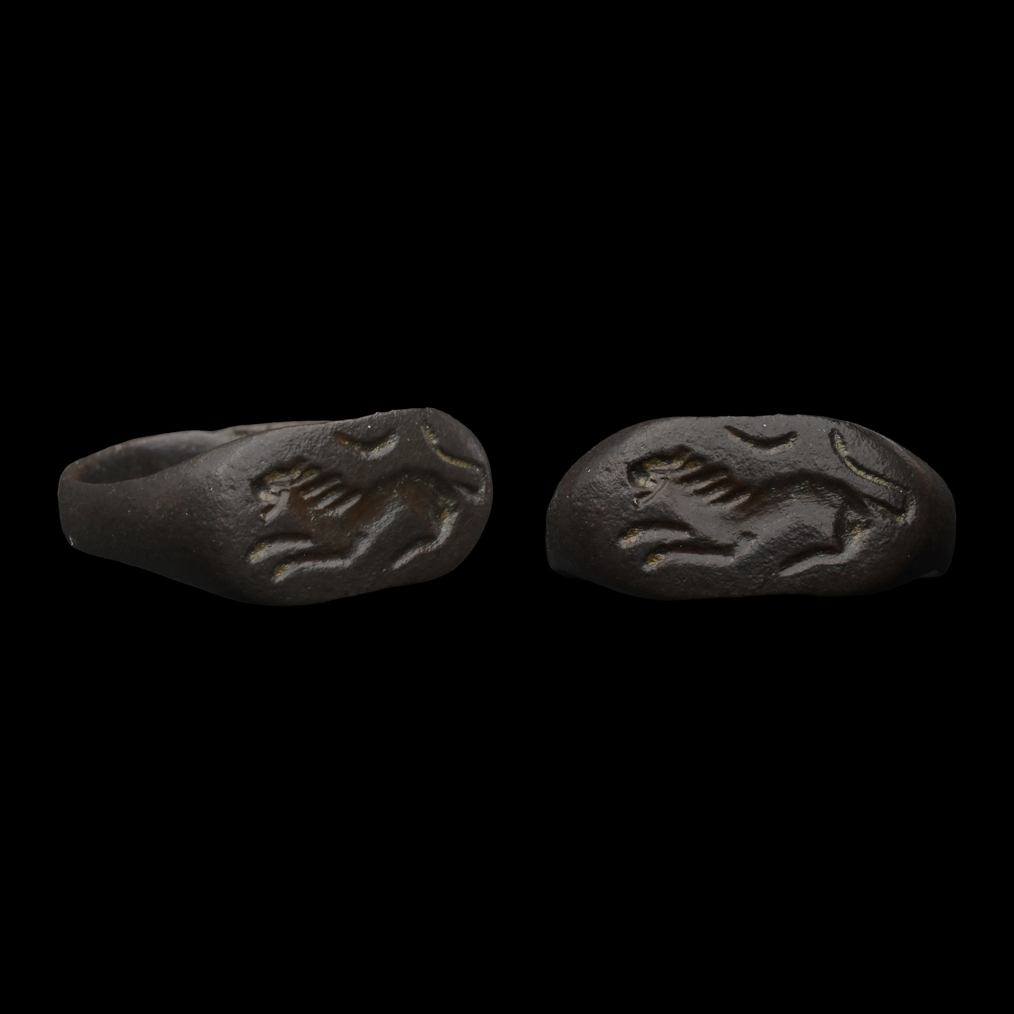 Medieval Bronze Ring with Lion
