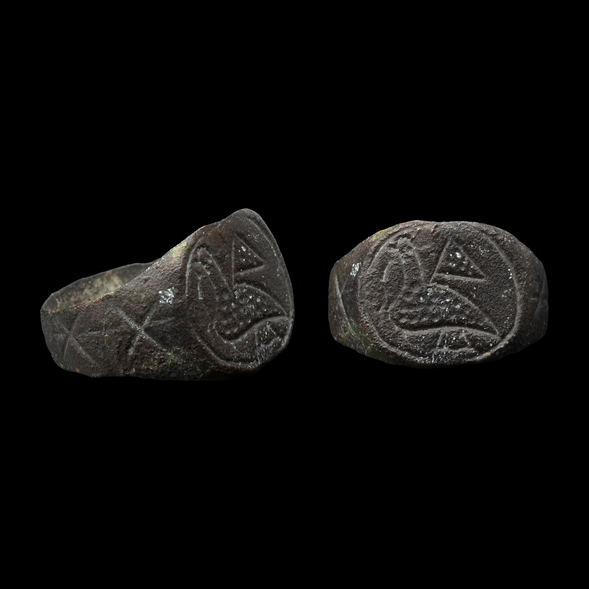 Byzantine Bronze Ring with Dove of Peace