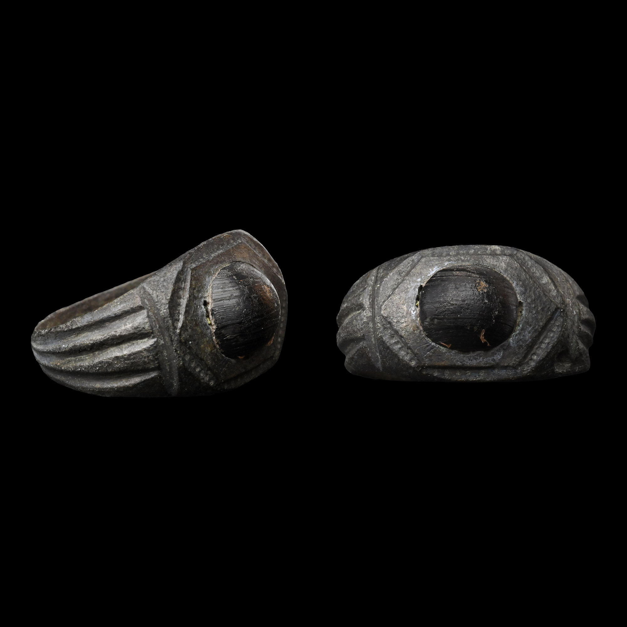 Roman Bronze Ring with Cabochon