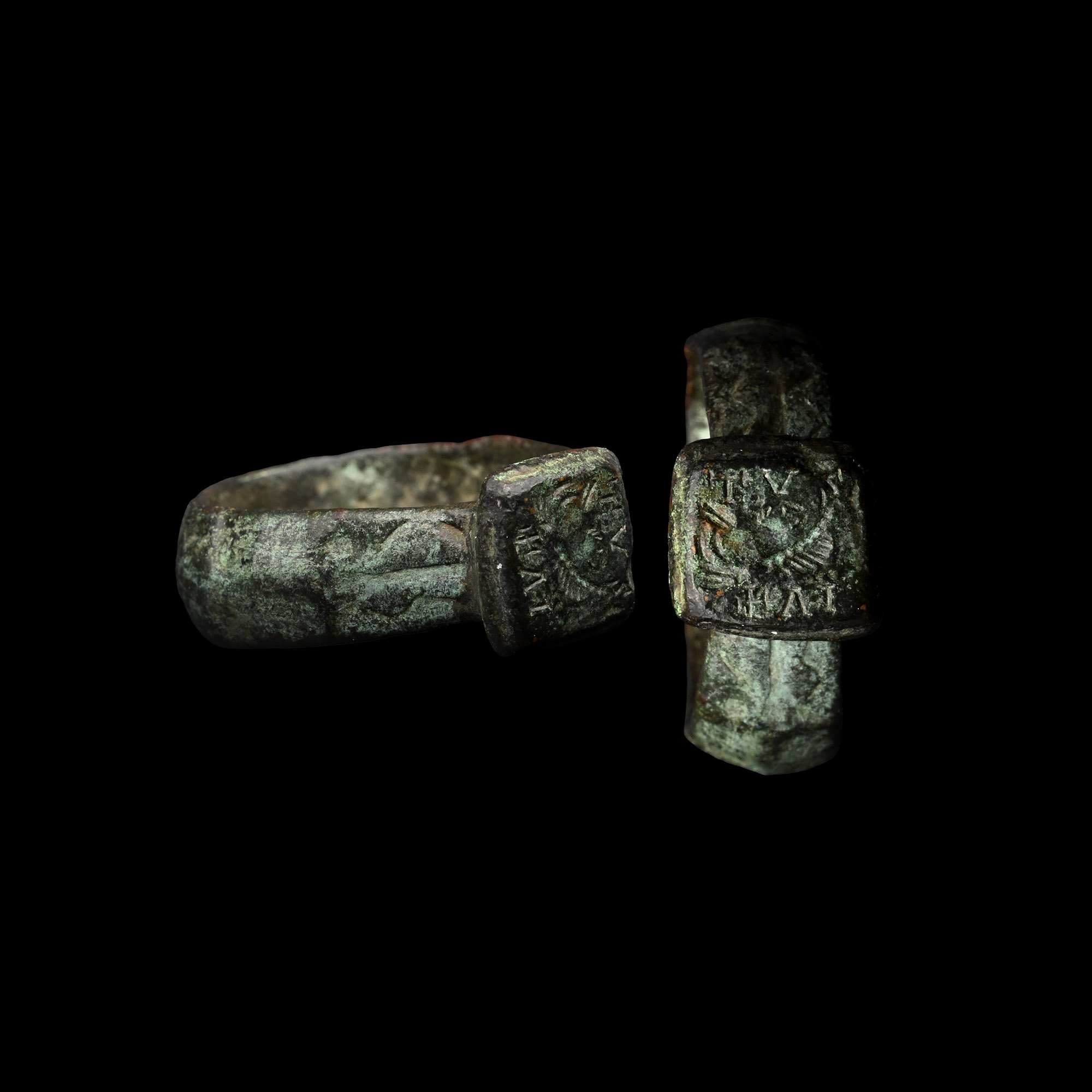 Late Roman Bronze Ring with Bust