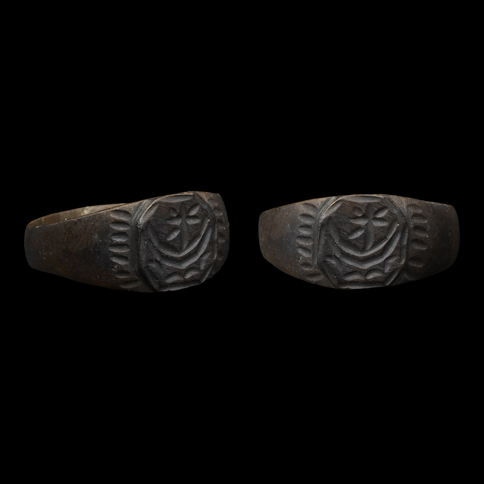 Byzantine Bronze Ring with Boat