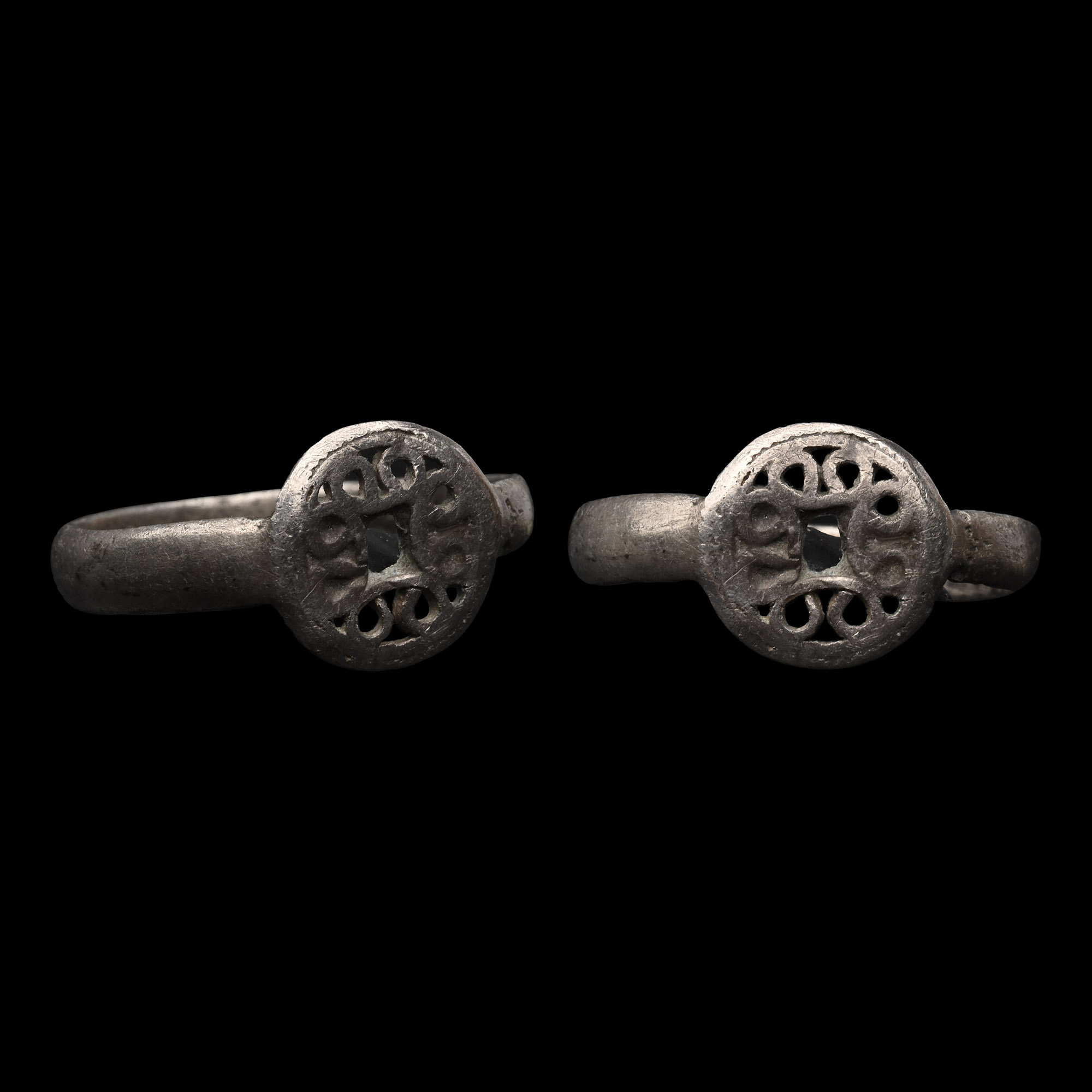 Medieval Silver Ring with Scroll Cross