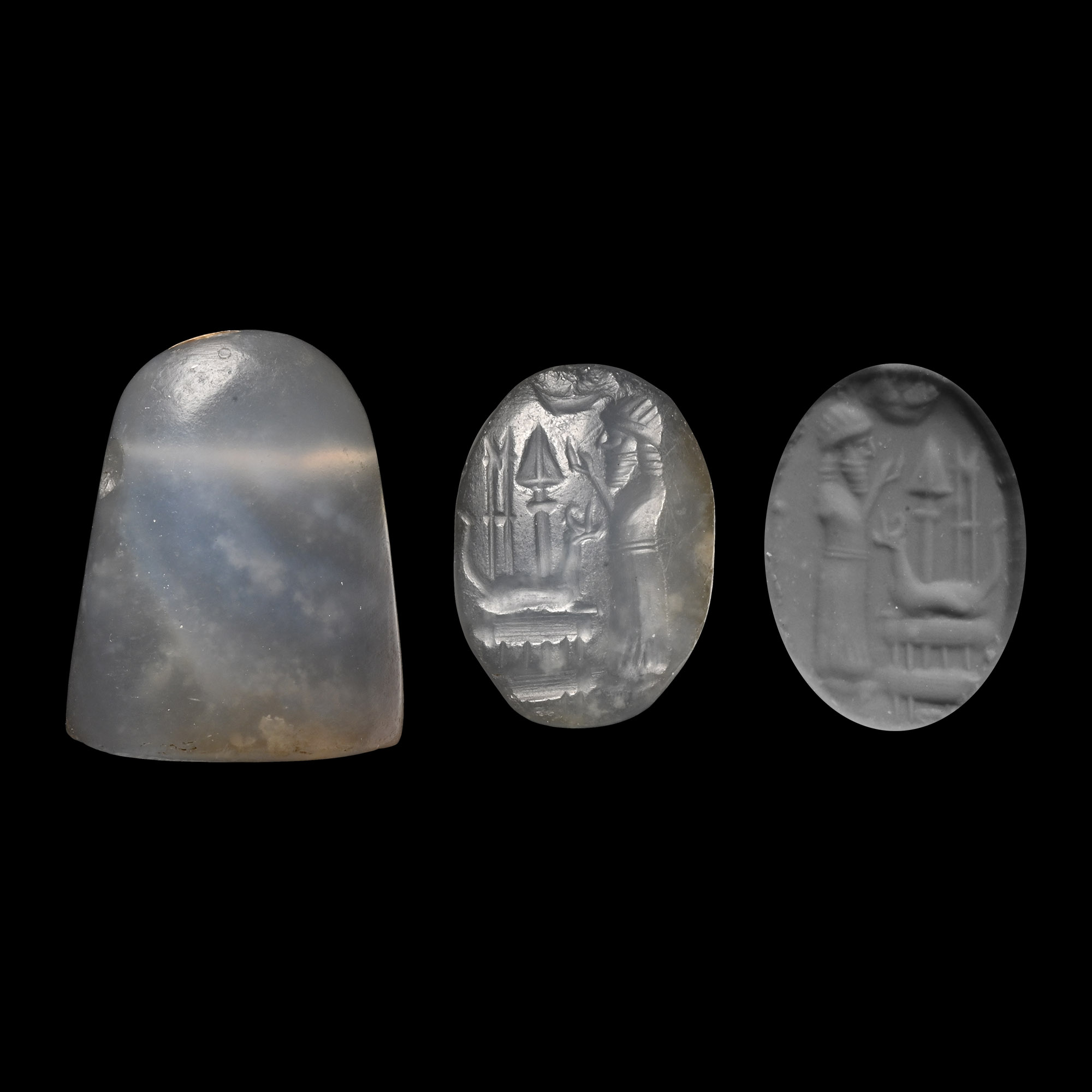 Neo-Babylonian Chalcedony Stamp Seal with King