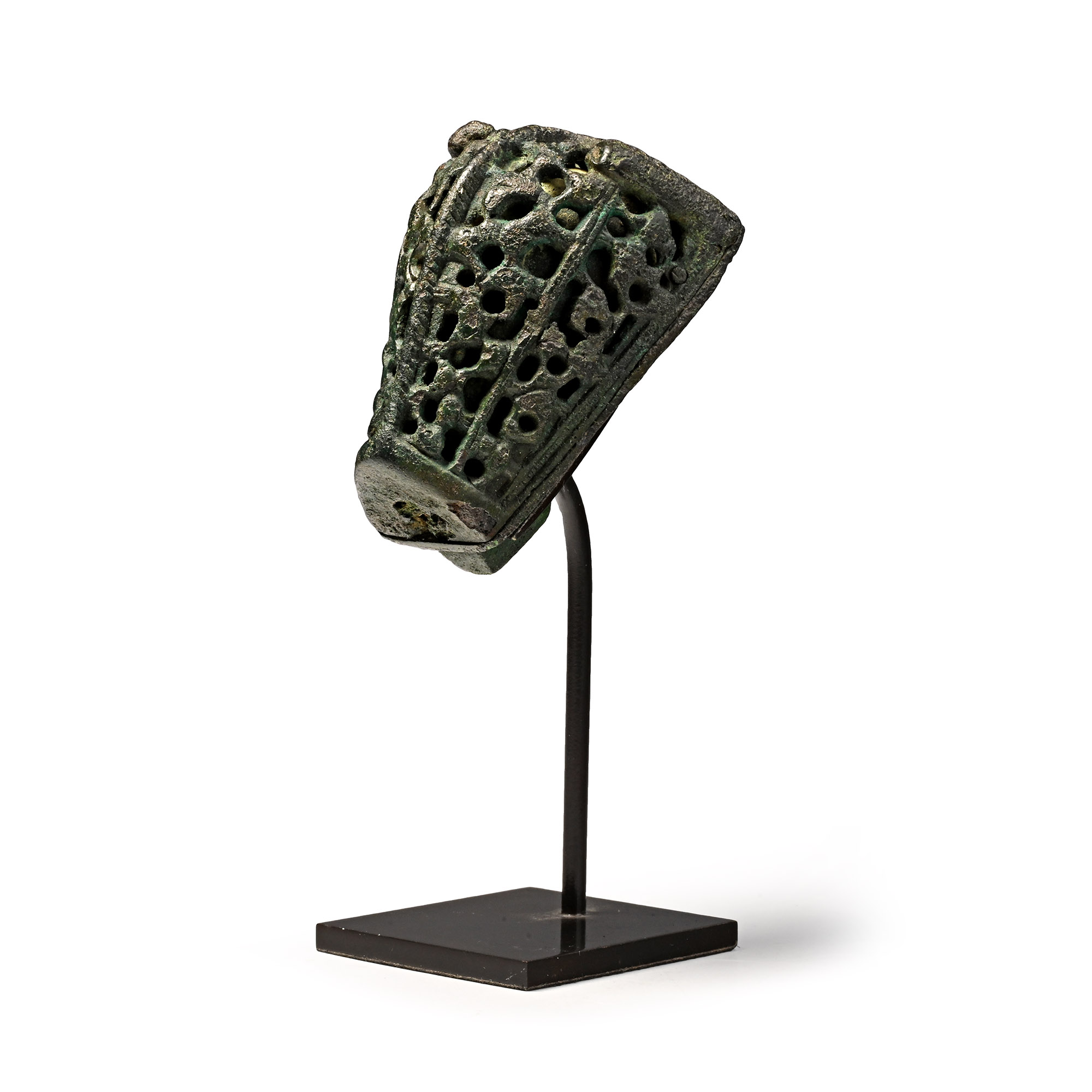 Viking Bronze Boar's Head Brooch with Openwork Beast Motif