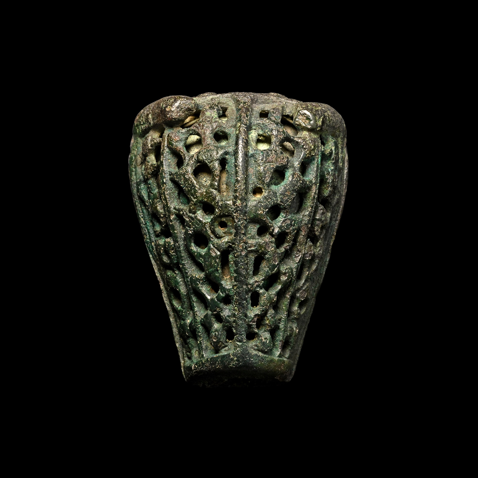 Viking Bronze Boar's Head Brooch with Openwork Beast Motif