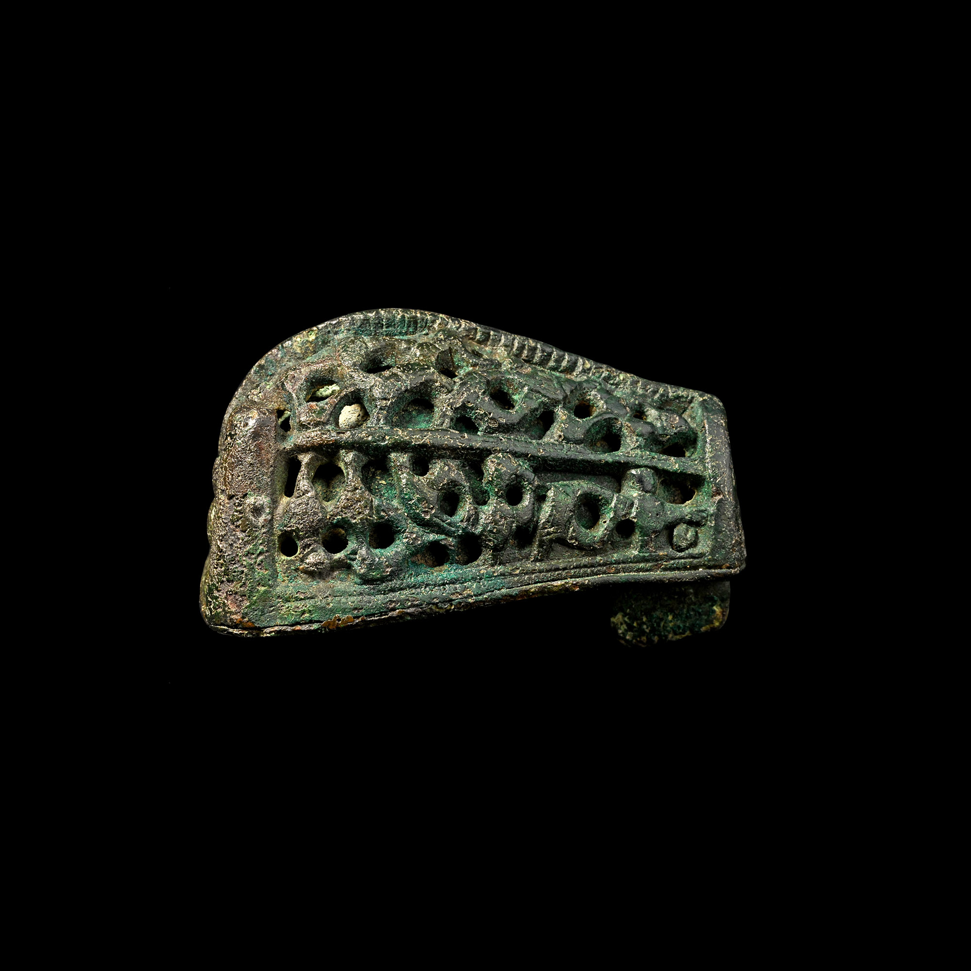 Viking Bronze Boar's Head Brooch with Openwork Beast Motif