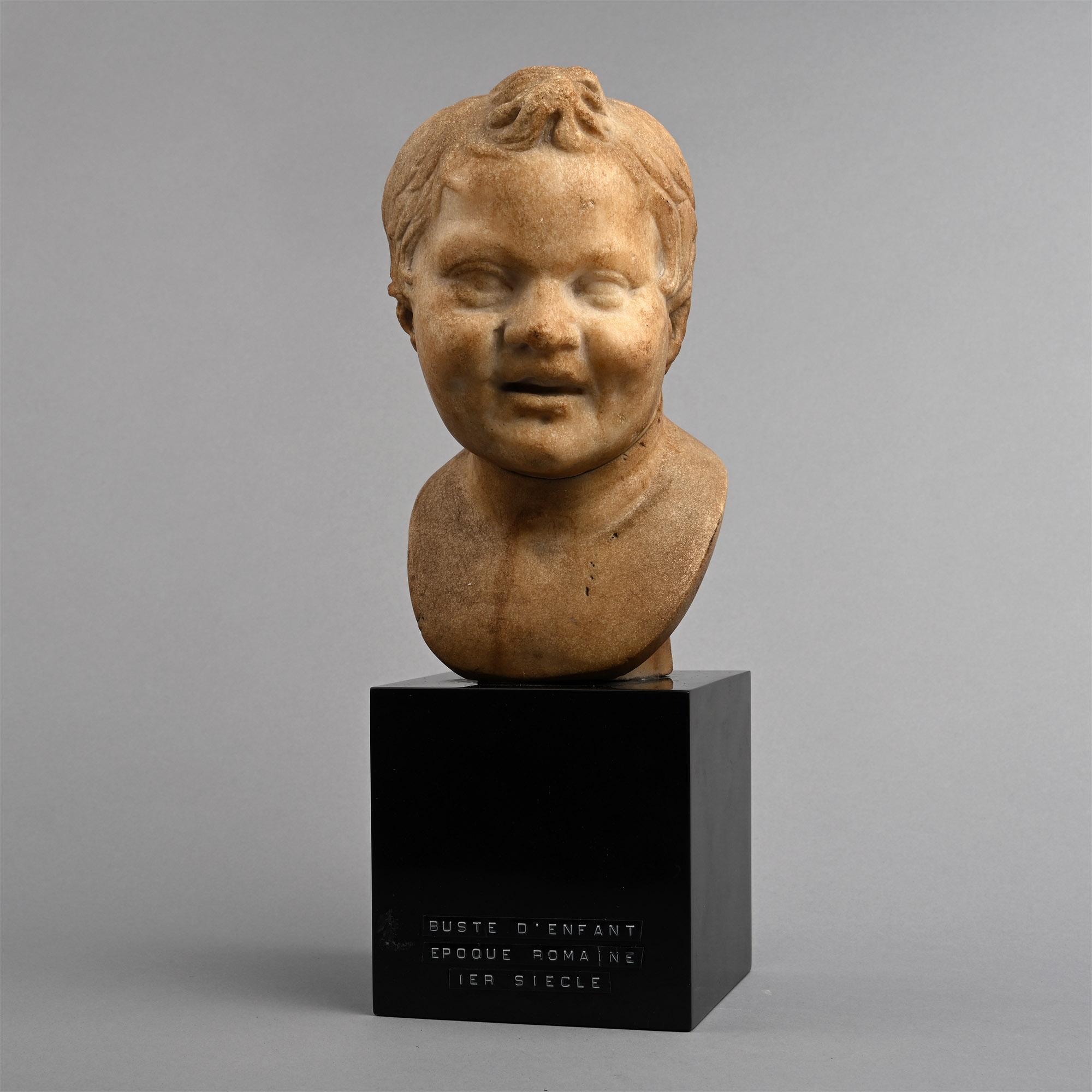 Roman Marble Head of Cupid on Georgian Pedestal