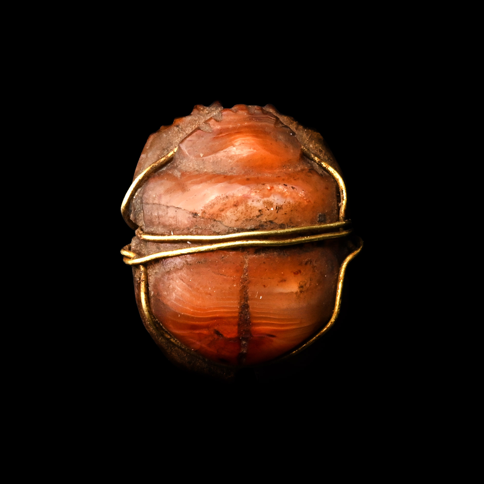 Egyptian Hardstone Scarab with Later Gold Pendant Mount