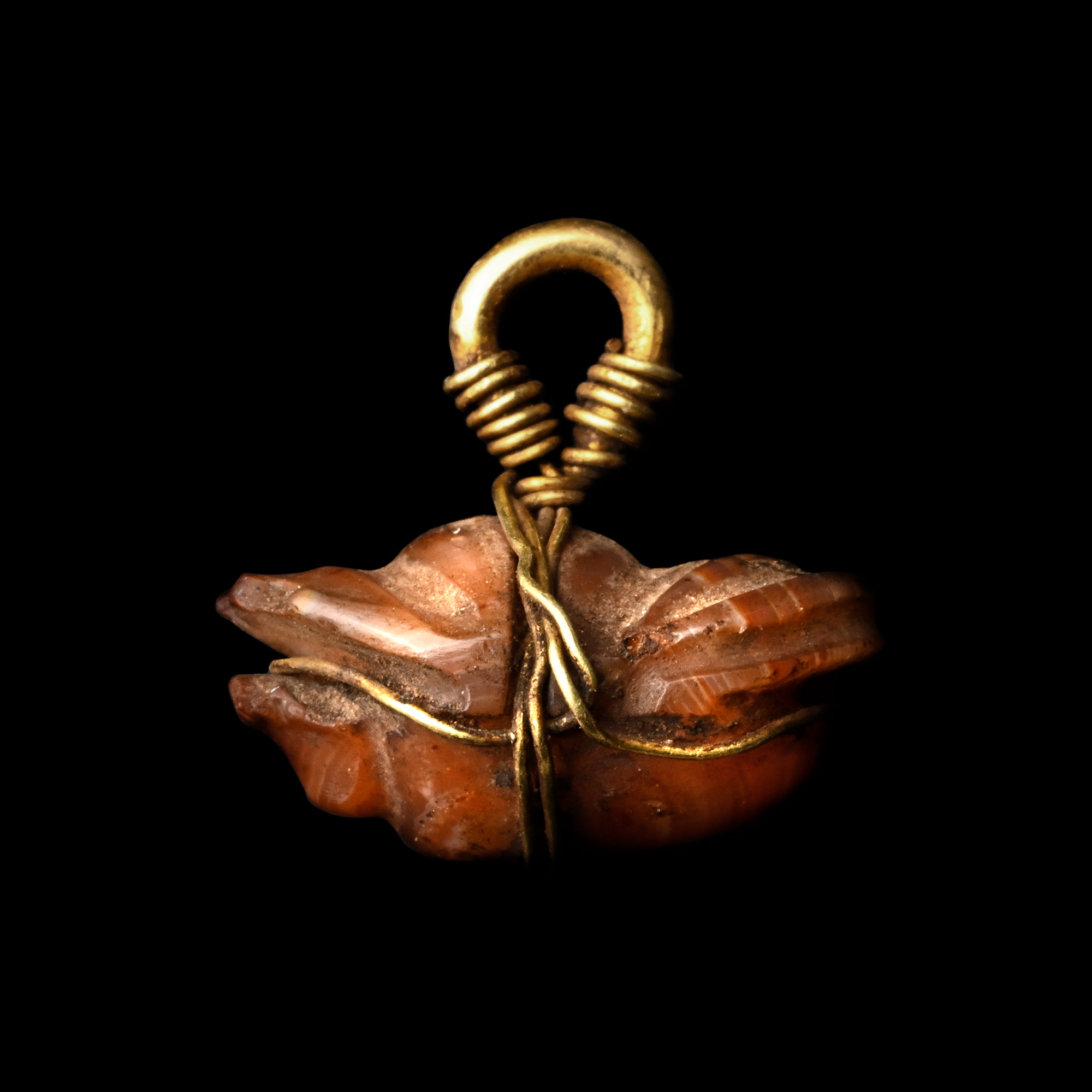 Egyptian Hardstone Scarab with Later Gold Pendant Mount