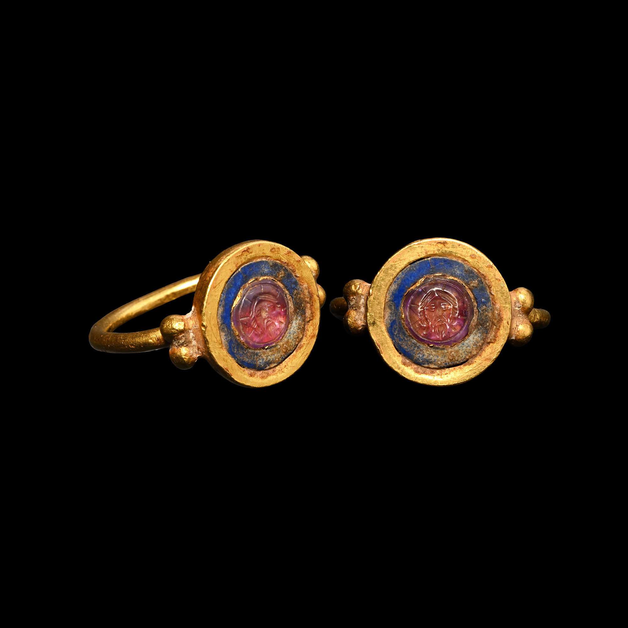 Byzantine Gold Ring with Head of Christ Gemstone