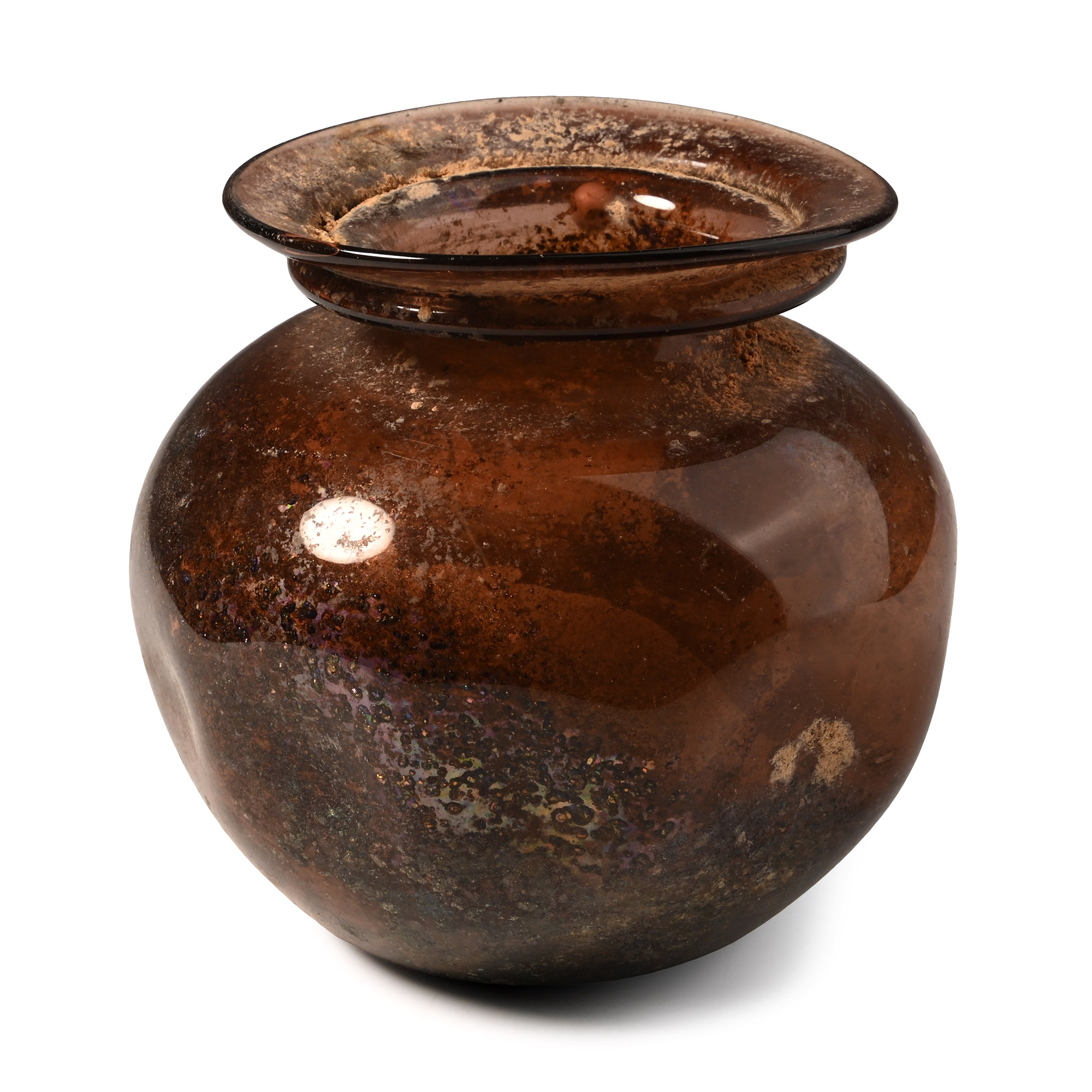Roman Mould Blown Aubergine Glass Jar
