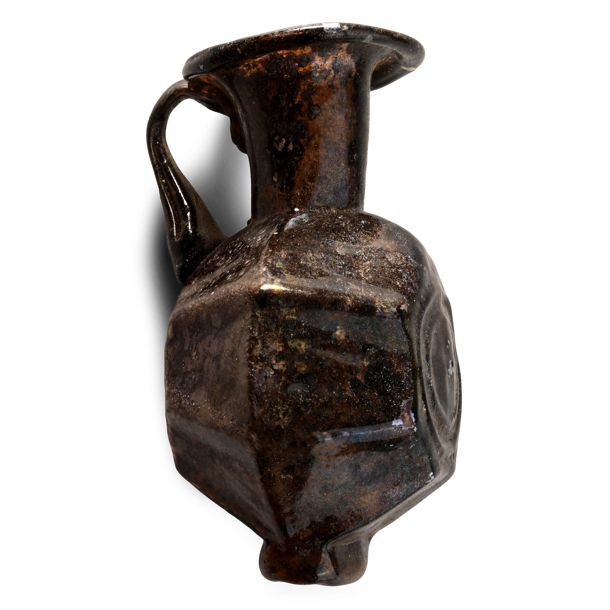 Roman Decorated Mould Blown Glass Amphoriskos