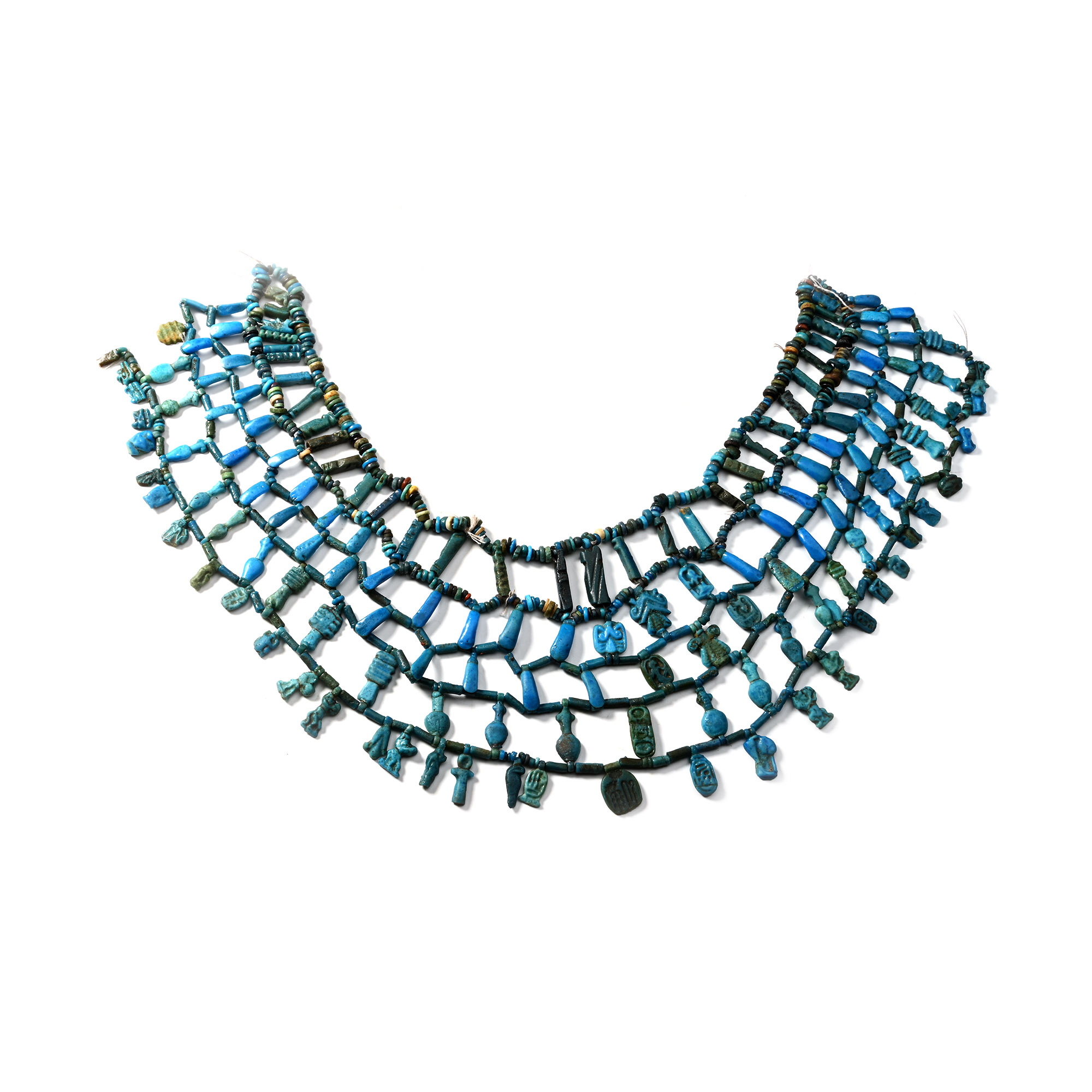 Egyptian Faience Broad Collar Amulet Necklace